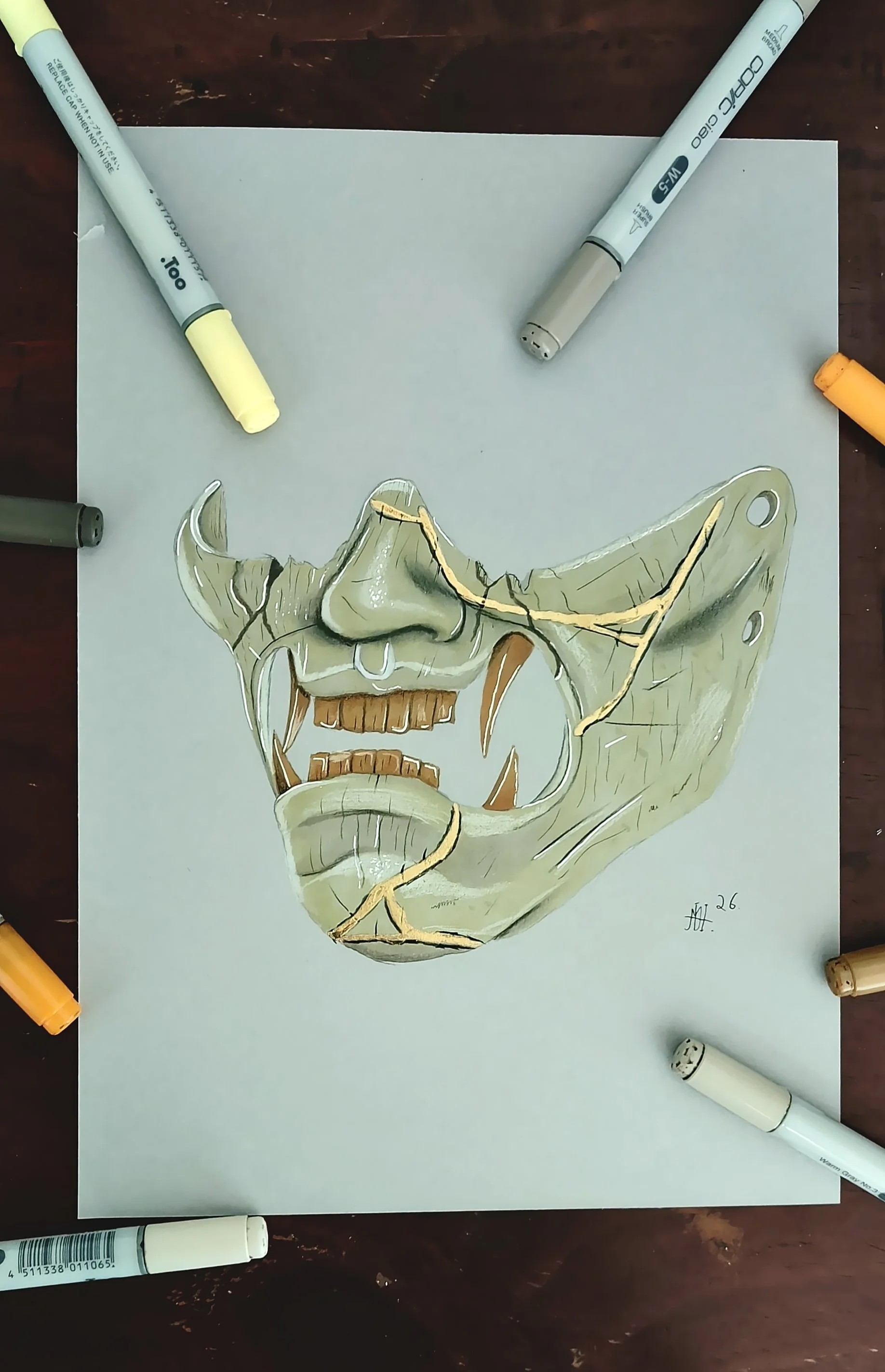 Samurai Mask Drawing