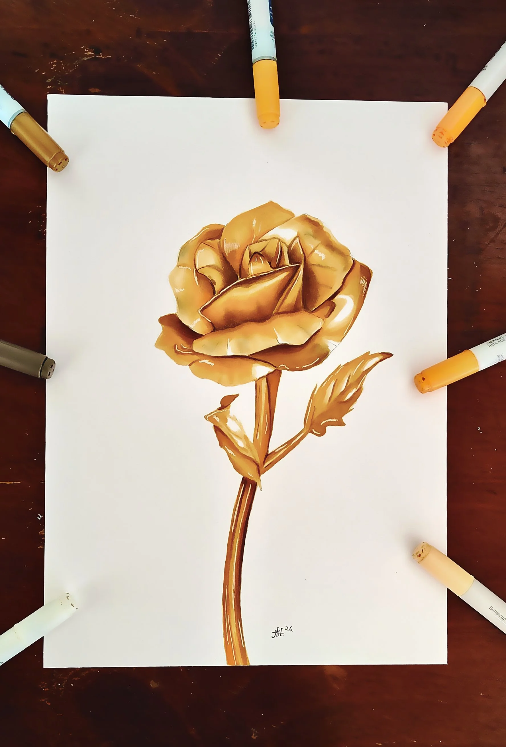 Golden Rose Drawing