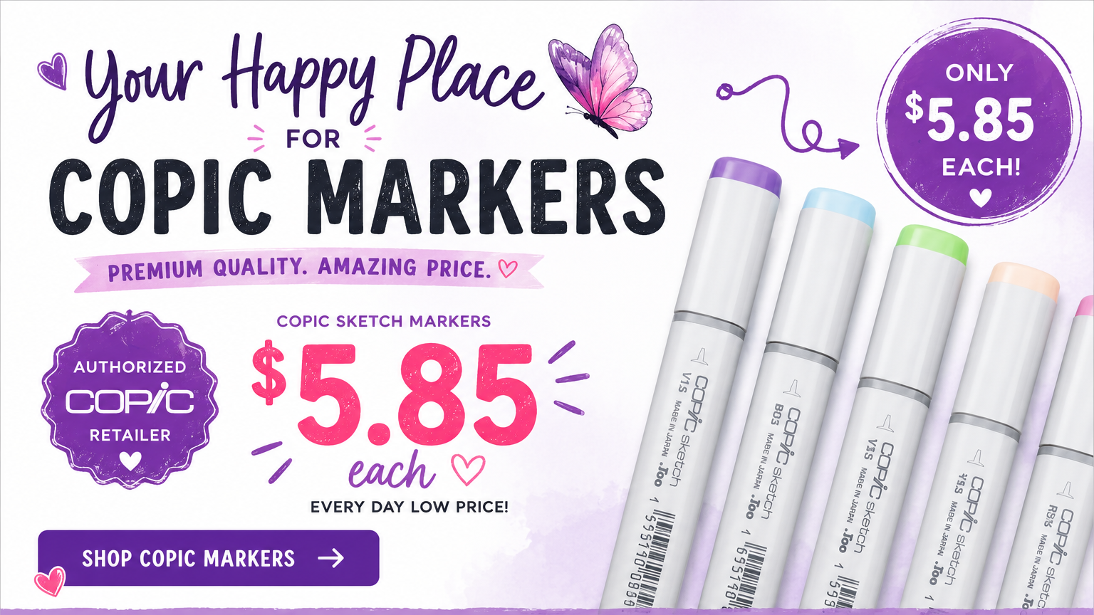 Copic Markers $5.85 Promotional Banner.png