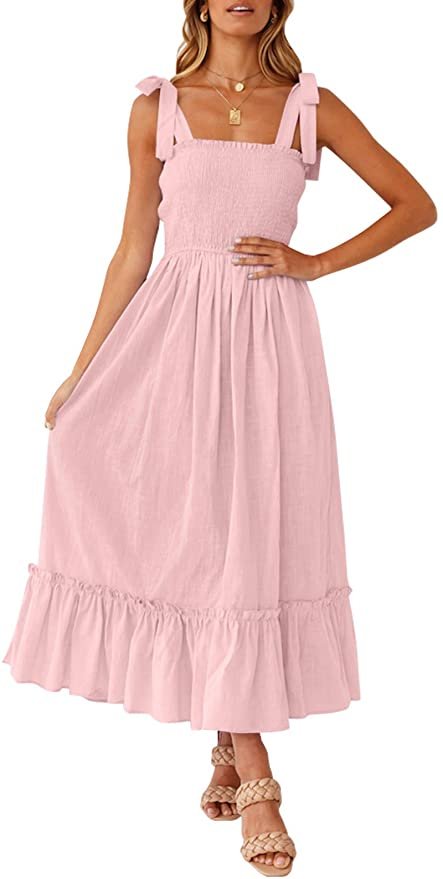 Zesica Boho Spaghetti Strap Maxi Dress