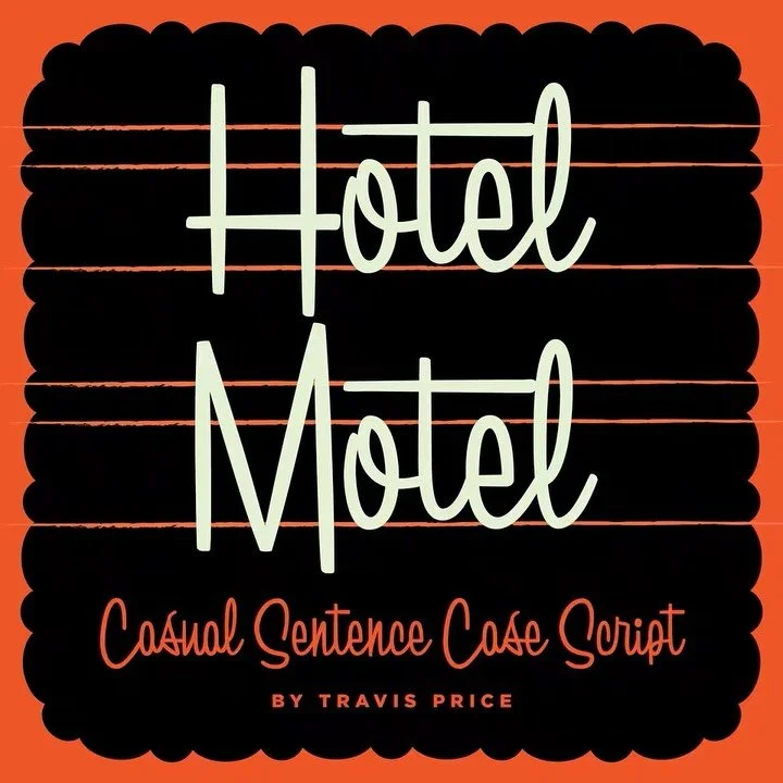 Really excited to release this new font, &ldquo;Hotel Motel&rdquo;.
I feel like it&rsquo;s the font I&rsquo;ve been searching for the last 20 years that I just couldn&rsquo;t find.

A mix of a mid-century sign painter script with a modern twist. I ho