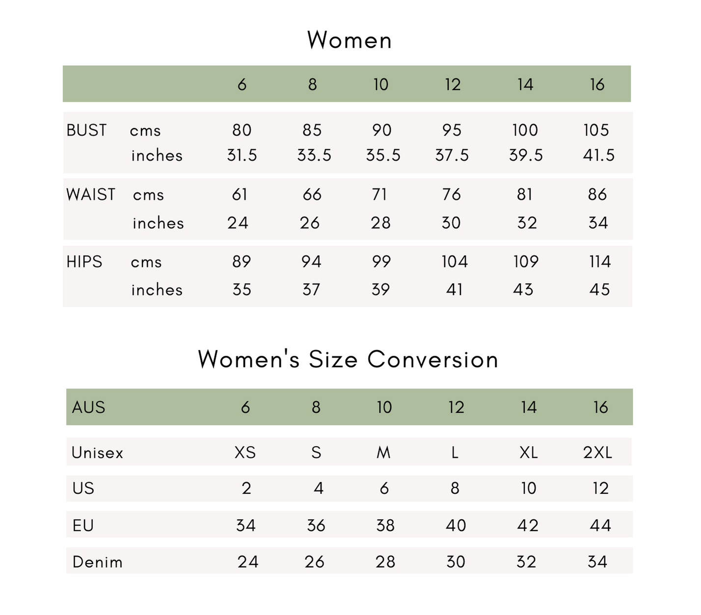 Women's Size Guide, Women's Clothing Size Guide