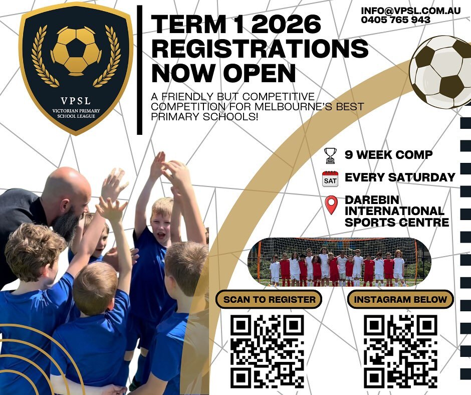 As we close into the back end of term 4, we now look to term 1 planning!

We have a massive VPSL competition each Saturday throughout term 1! We extend our invitation to all of our new and existing school&rsquo;s to participate.

Does your child want
