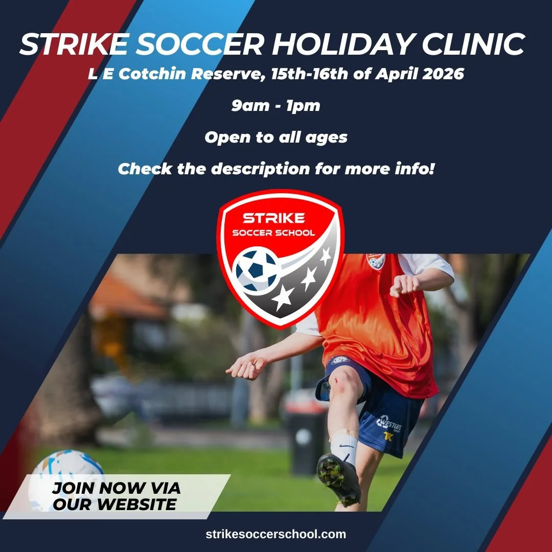 Strike Melbourne Camp has lift off 🚀 

See key holiday clinic information via the website - https://strikesoccerschool.com/melbourne-holiday-clinics-strike-soccer-school

See you there 💪⚽️