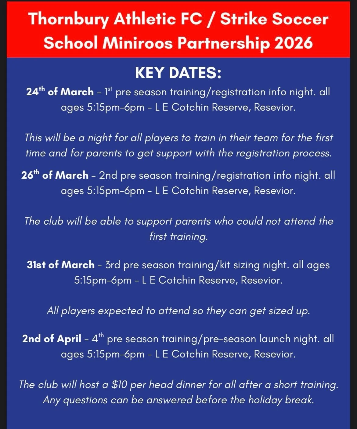 Pre-season soon approaching. We&rsquo;re getting into gear for club football take off! ⚽️🔥

Take the next step, u8-u12 players welcome. Reach out to; admin@strikesoccerschool.com 

#football #grassroots #miniroos