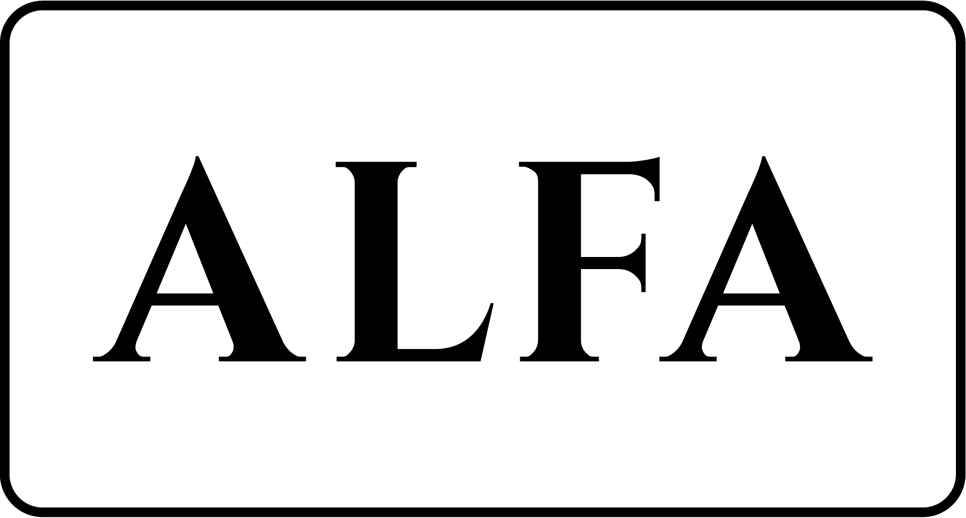 Texten 'ALFA' i stor stil.