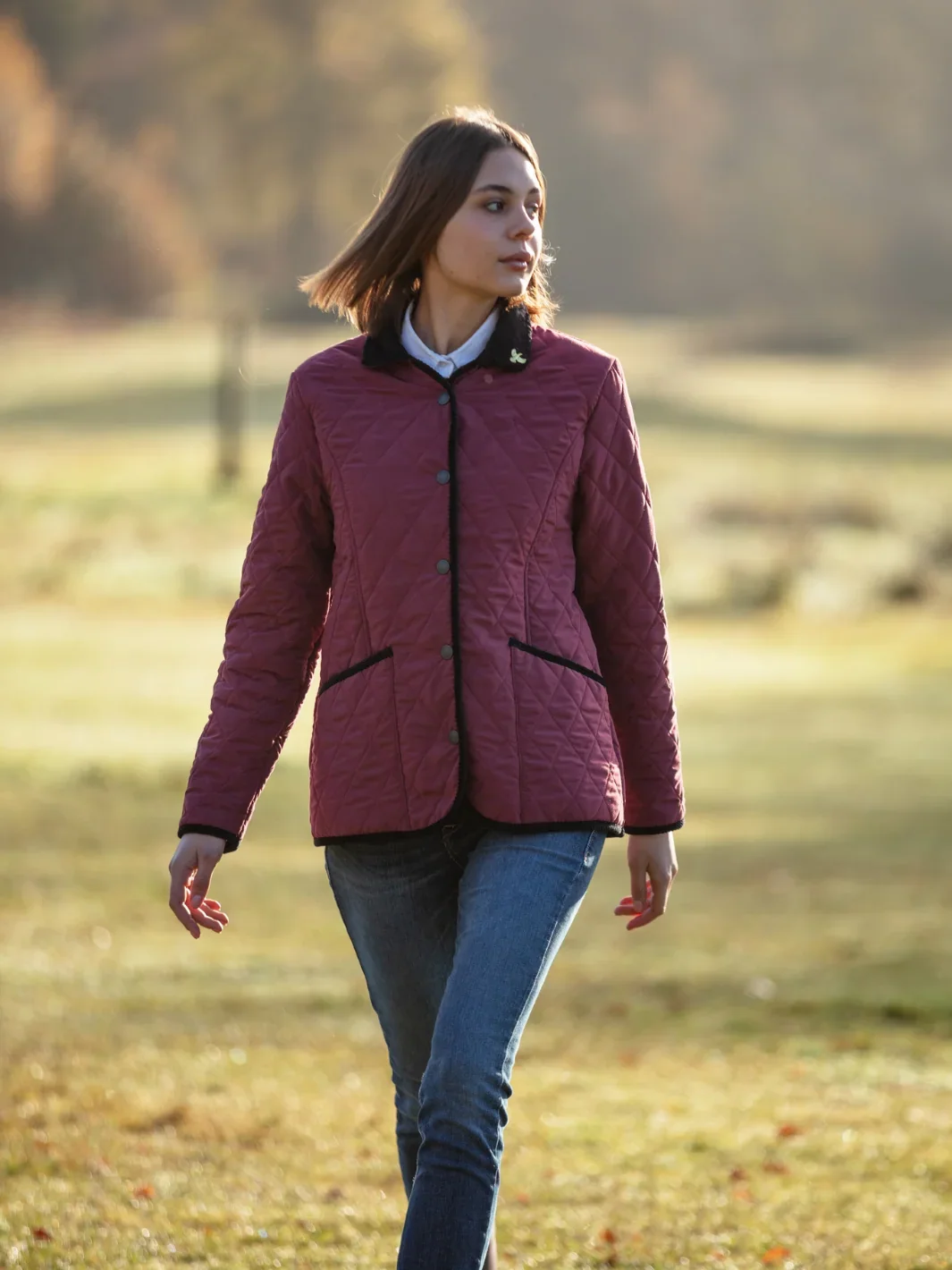 John Partridge Moorland – quiltad jacka med fleecefoder, Burgundy