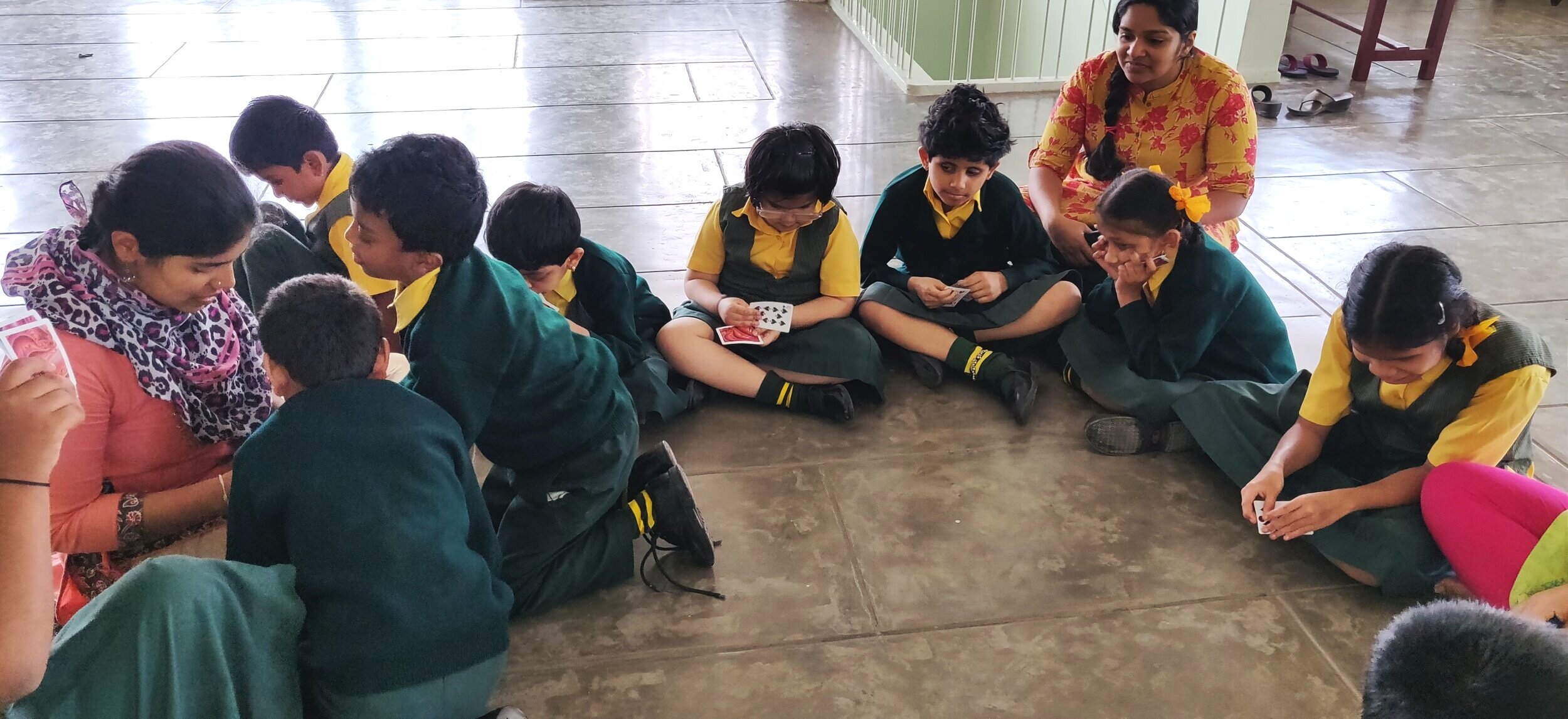 Junior Braille Playing Cards in Play