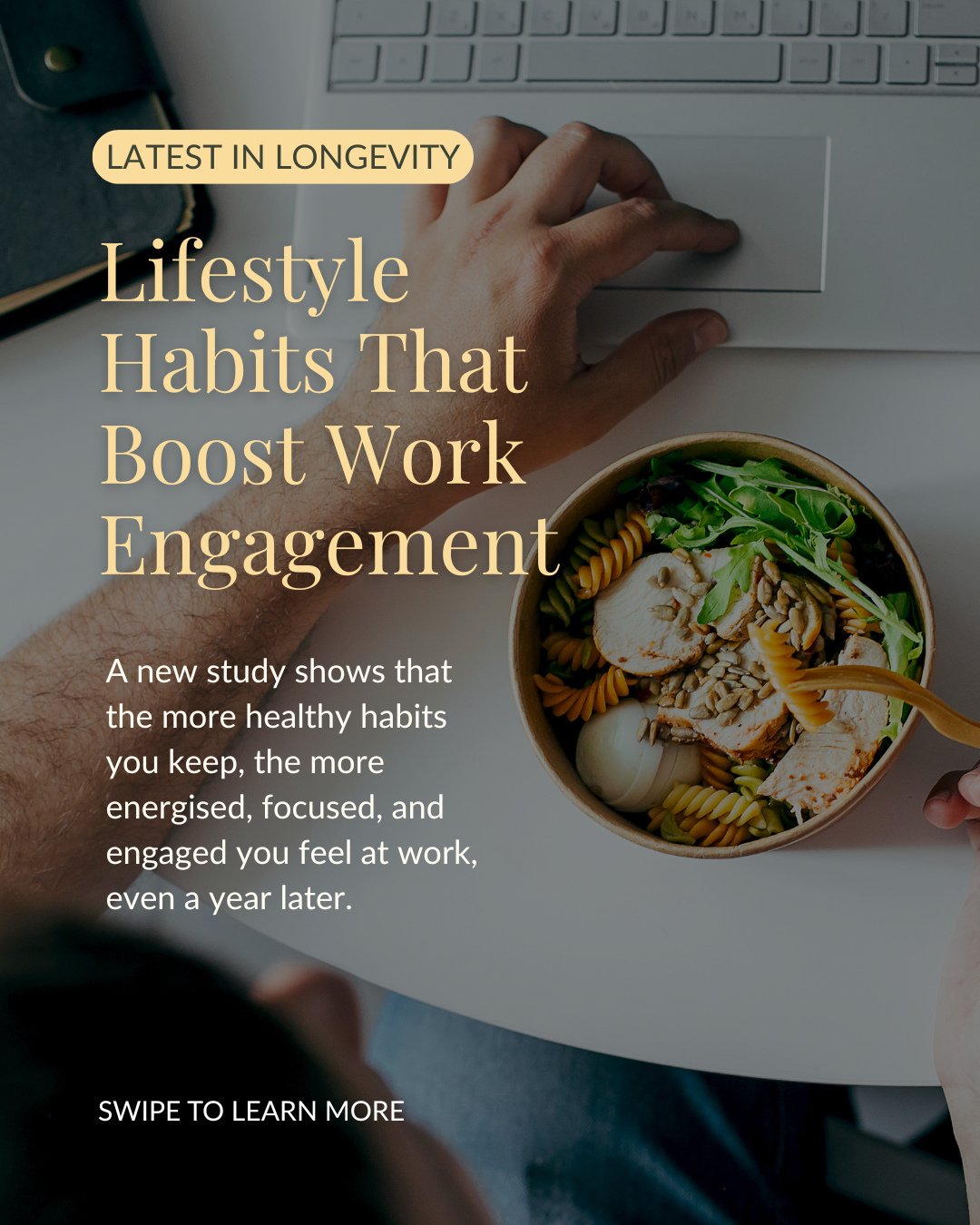 Today for the Latest in Longevity: A new study shows that the lifestyle habits you keep today can shape how energised, motivated, and focused you feel at work for years to come.⁠
⁠
Researchers followed over 5,000 workers and found that the more healt