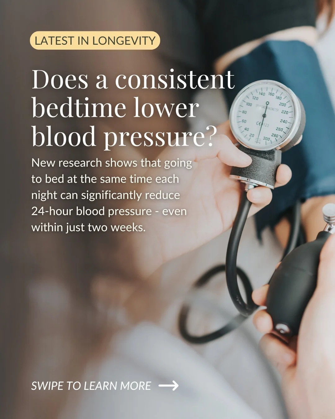 New research shows that one of the simplest habits - going to bed at the same time each night - can meaningfully lower your blood pressure.⁠
⁠
In a small study, participants who kept a consistent bedtime for just two weeks saw noticeable improvements