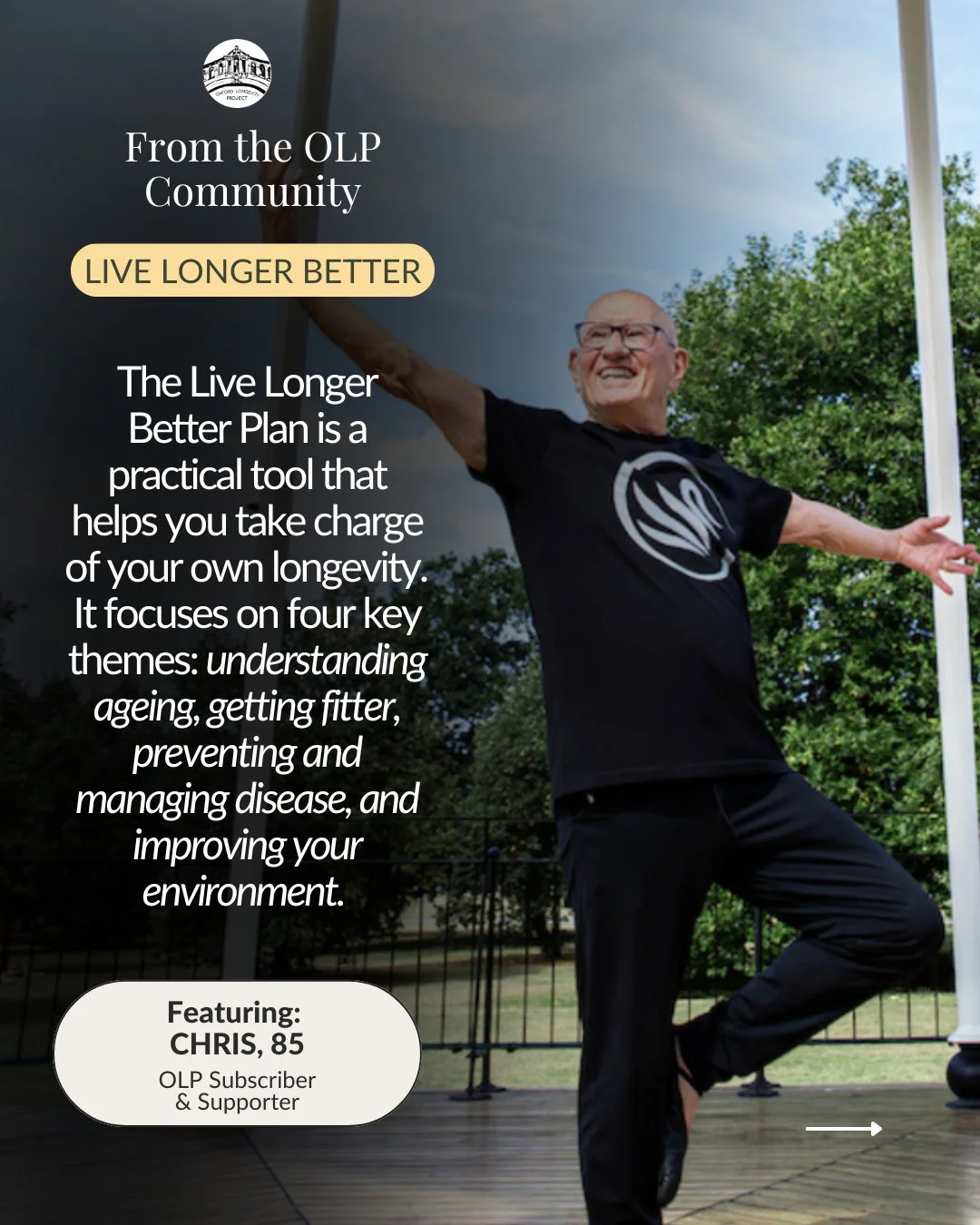 ​​Recognise Chris? 👀 Our dancing king is back!⁠
⁠
This time he shows us how he is dedicated to the second Live Longer Better theme: Getting fitter physically, cognitively and emotionally. He commits considerable time, energy and care to achieve this