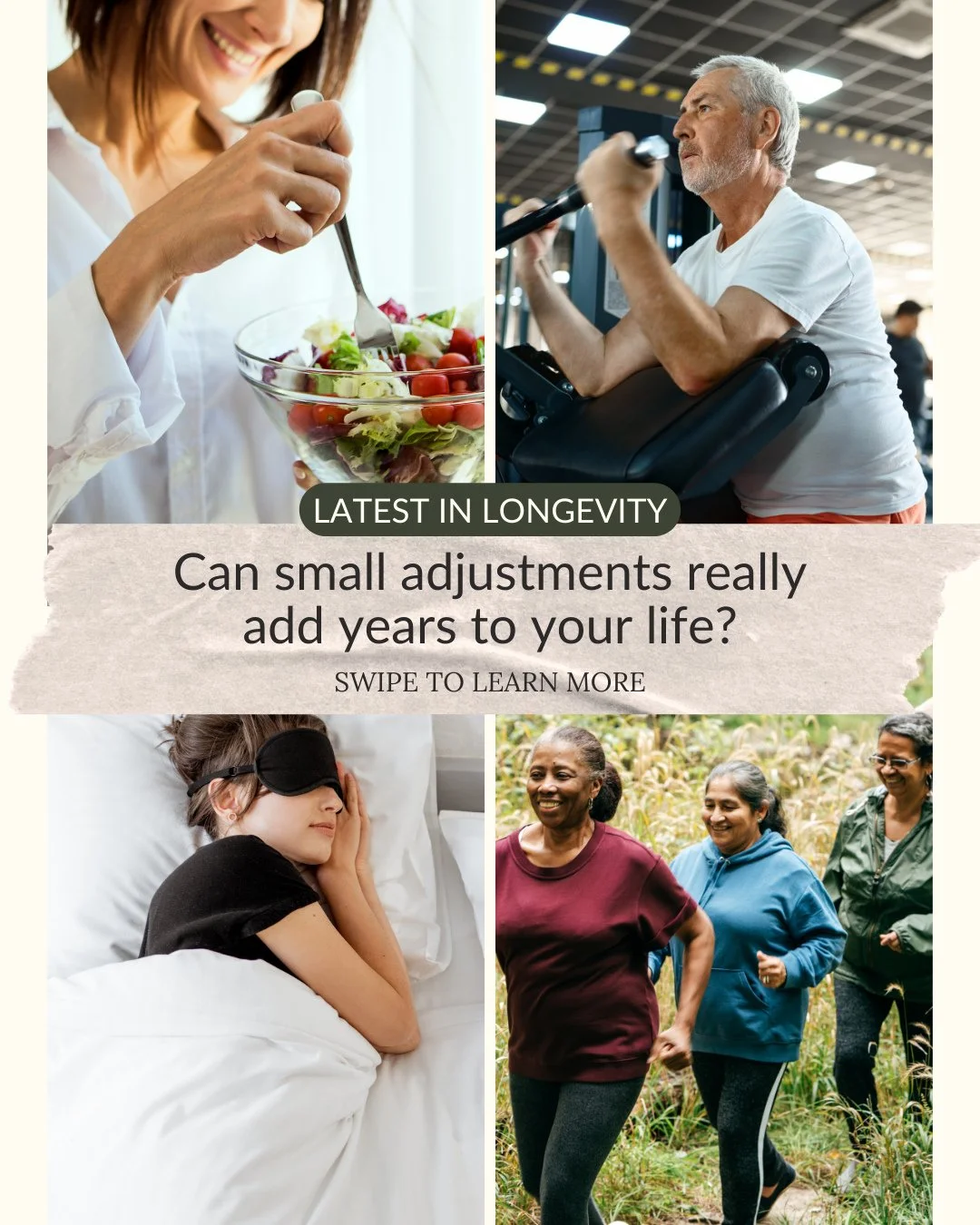 Longevity doesn&rsquo;t require a life overhaul ⏳🌱⁠
⁠
A new study following nearly 60,000 adults suggests that small, realistic lifestyle changes can meaningfully improve both lifespan and healthspan. This demonstrates that tiny daily changes - a fe