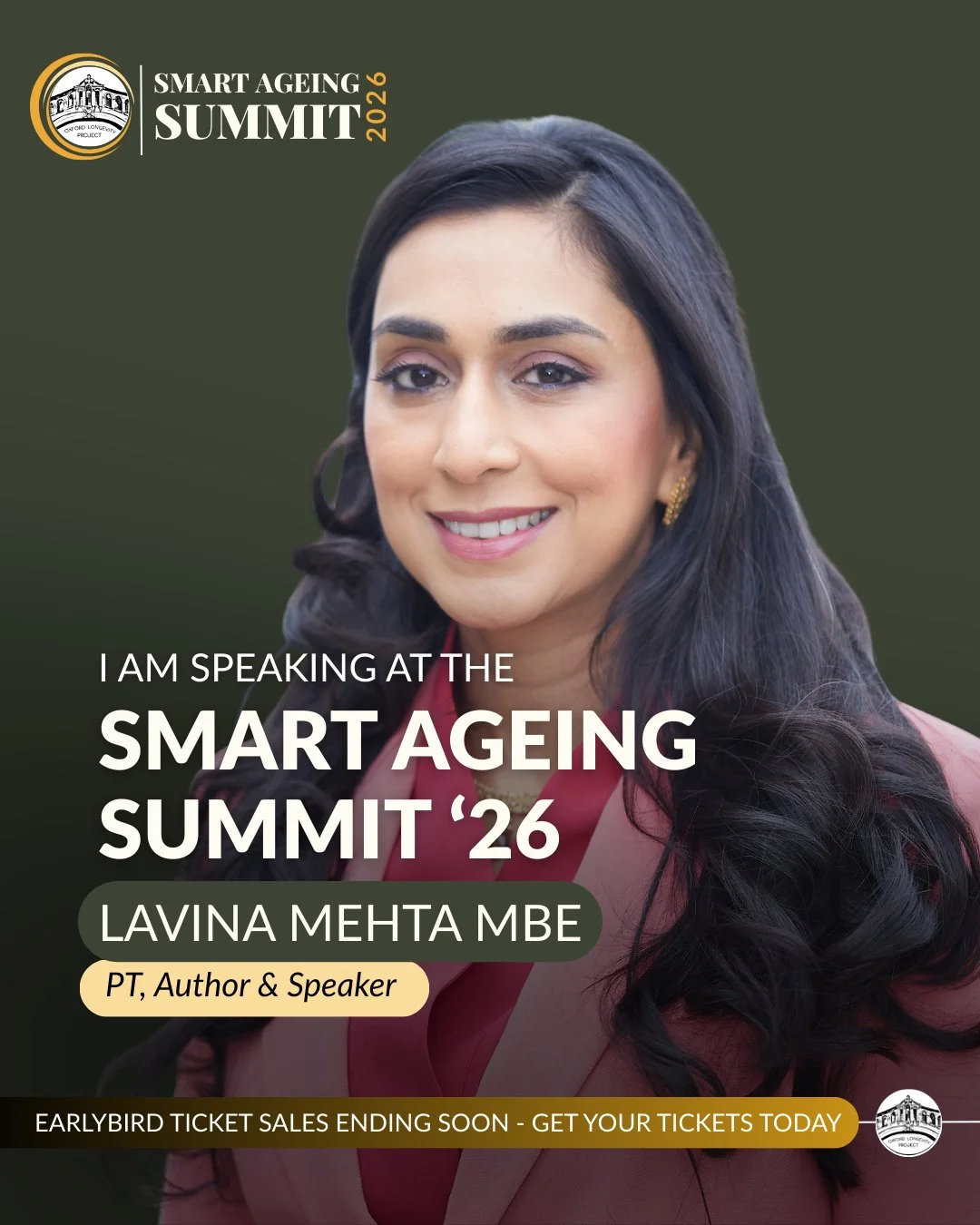 ✨ Speaker Announcement ✨⁠
We&rsquo;re excited to welcome Lavina Mehta MBE @feelgoodwithlavina to the Smart Ageing Summit!⁠
⁠
Lavina is a personal trainer, wellness coach, TED speaker, bestselling author of The Feel Good Fix and mum of three. Awarded 