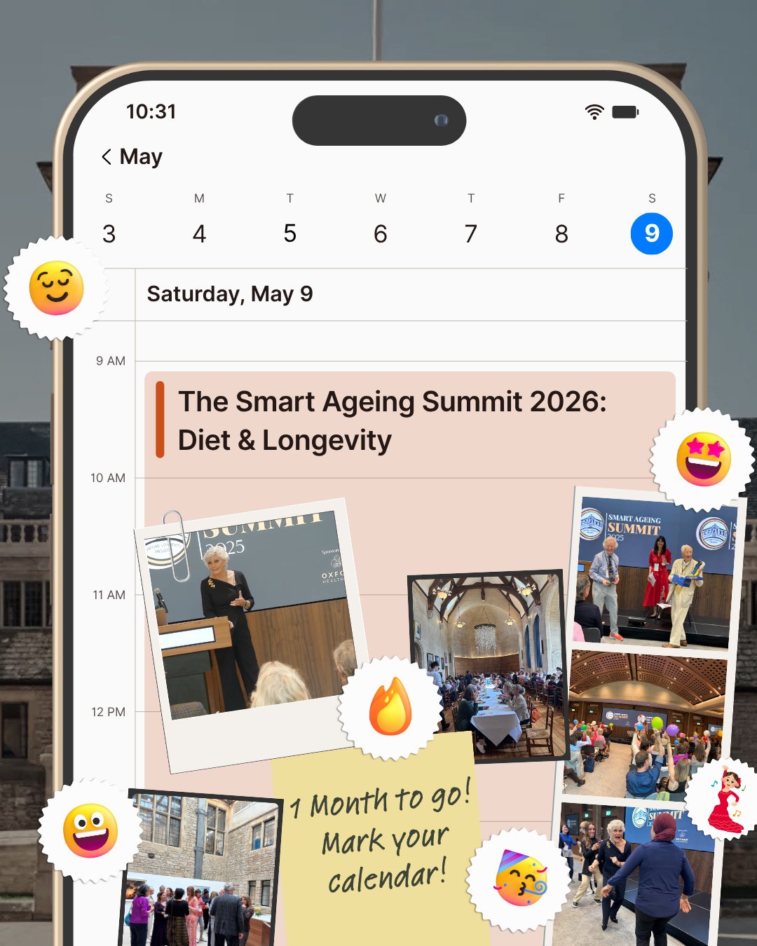 Just one month to go.⁠
⁠
The Smart Ageing Summit: Diet &amp; Longevity returns to Oxford on 9 May &mdash; and tickets are now limited.⁠
⁠
Join leading scientists, doctors and experts as we explore one of the most important questions in health today:⁠