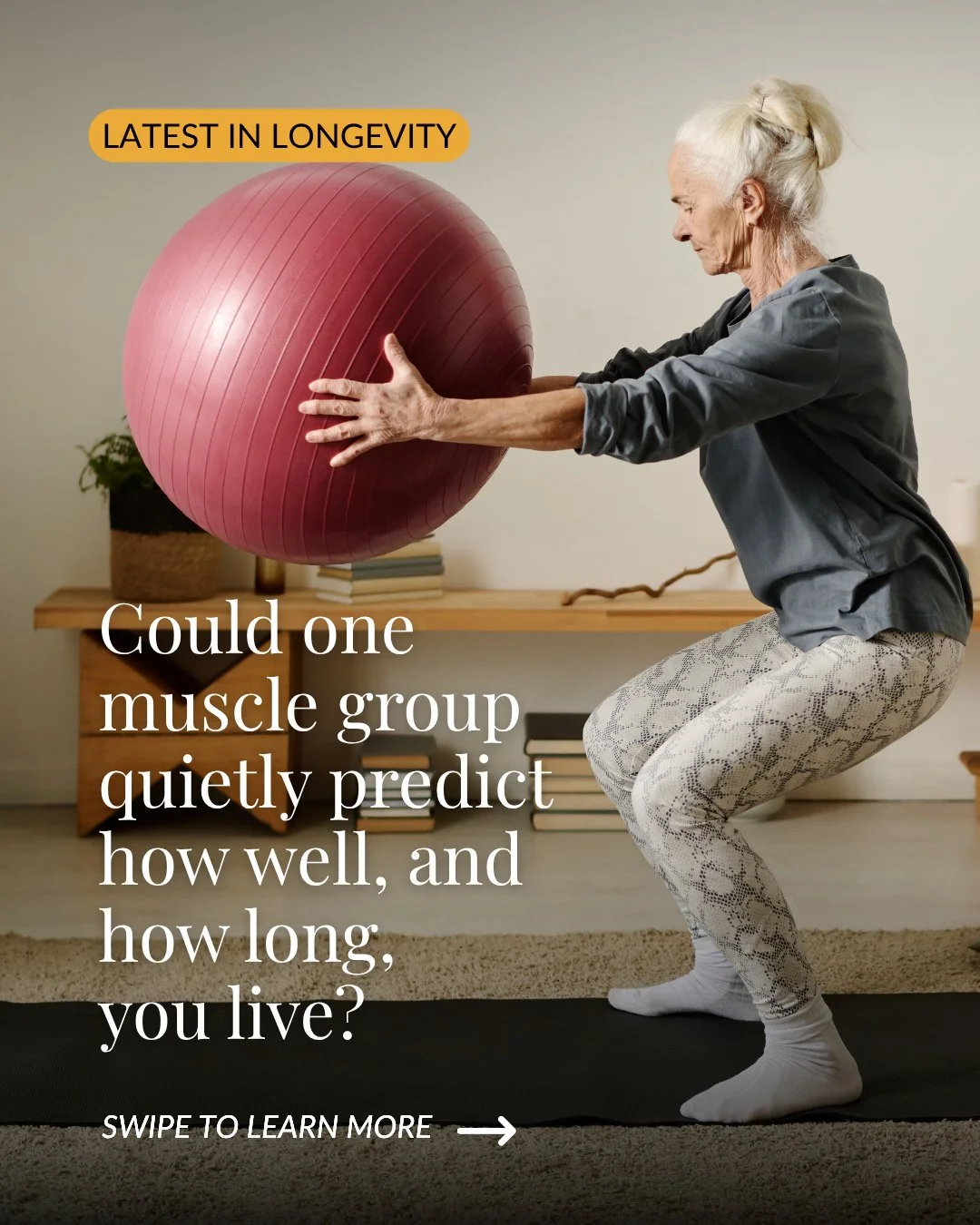 Your glutes play a central role in balance, mobility, and independence, and they naturally weaken with age if not trained. The evidence is consistent, more strength is linked to lower mortality risk, while prolonged sitting pushes risk in the opposit