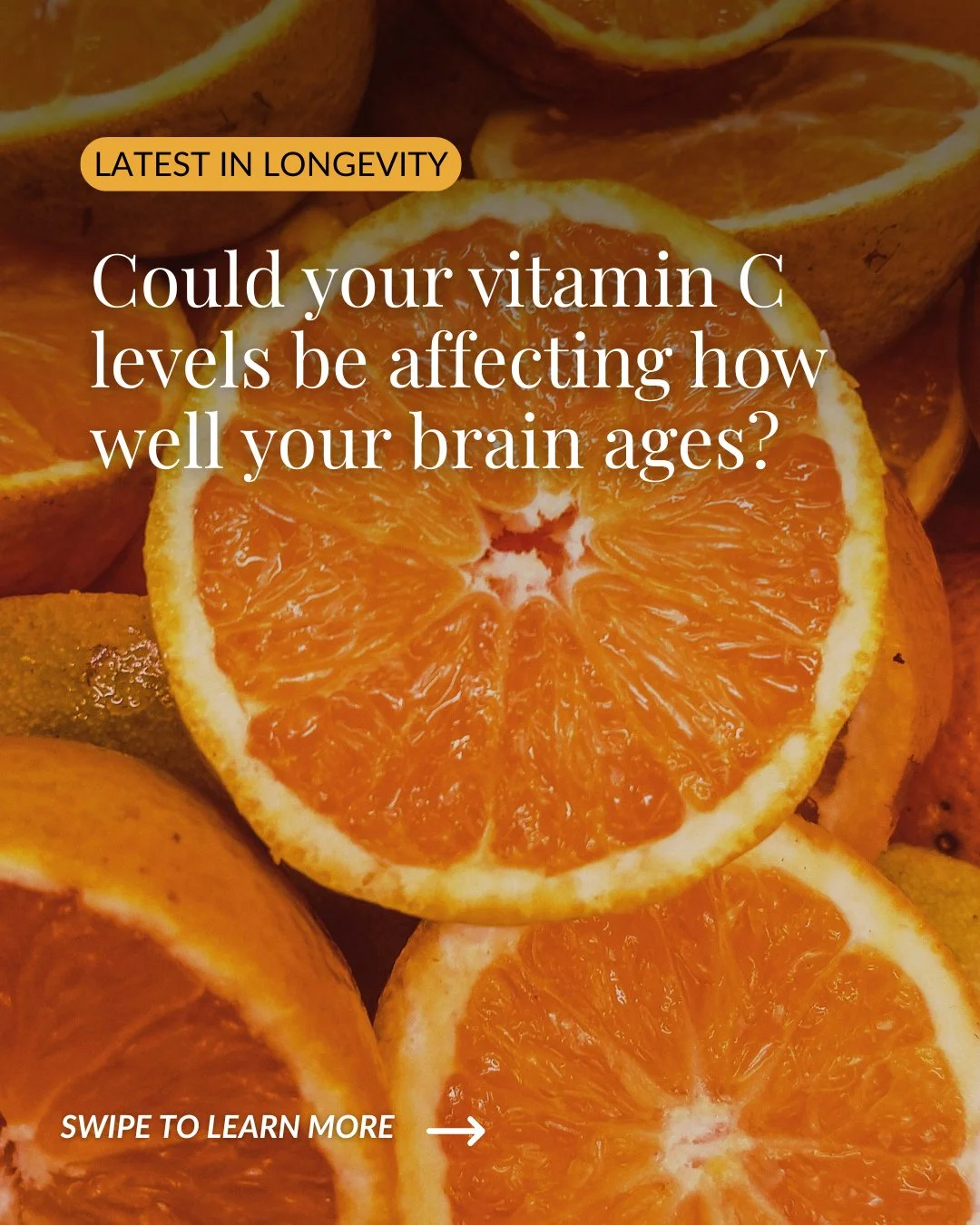 Your brain holds vitamin C at twice the concentration of your blood. That's not a coincidence.⁠
⁠
A new study of over 2,000 adults found that low vitamin C levels were independently linked to reduced grey matter volume and weaker brain connectivity -