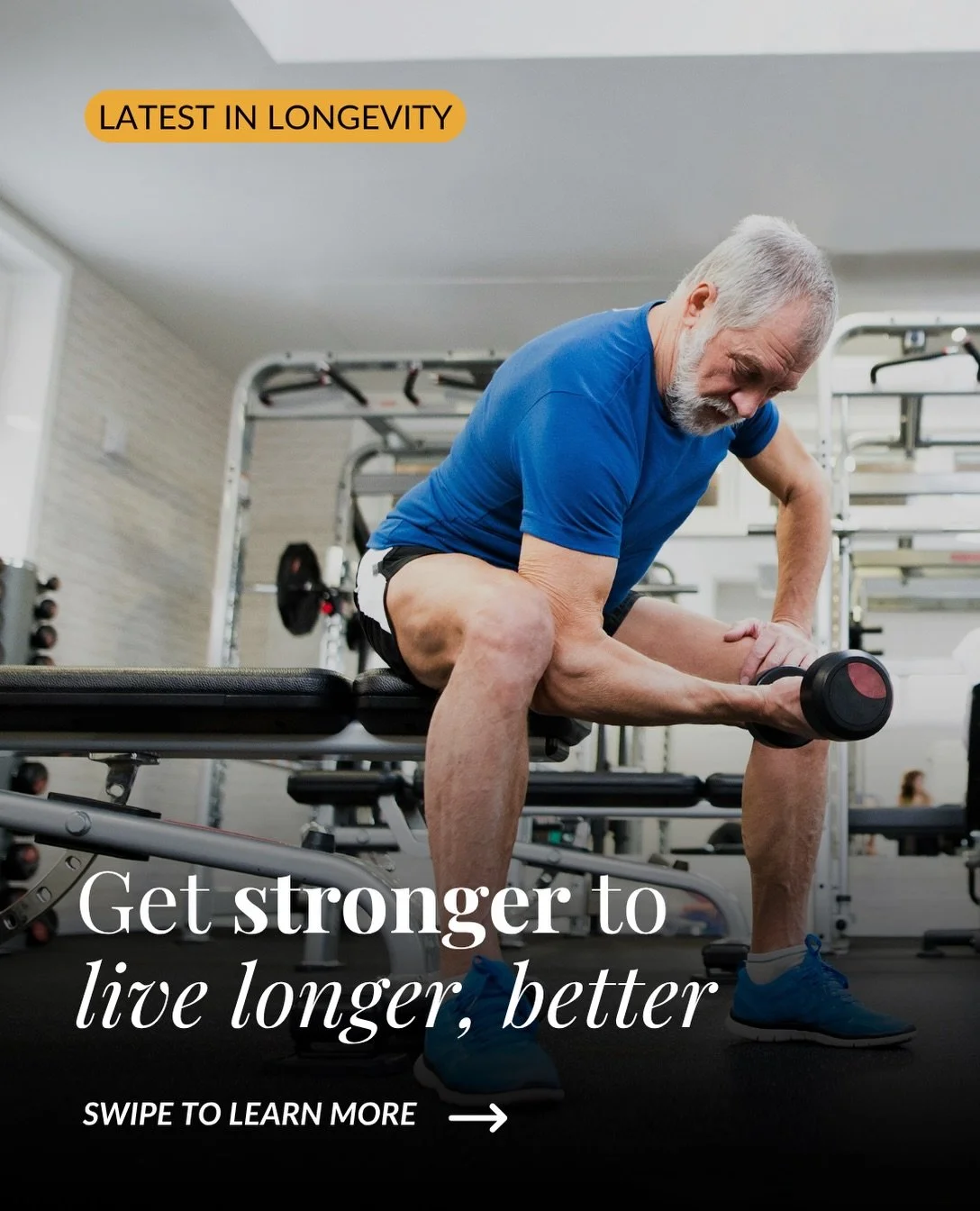 Strength training could play an important role in living longer, better.

A recent study published in the British Journal of Sports Medicine linked resistance training with a lower mortality risk across all levels of aerobic activity. The findings su