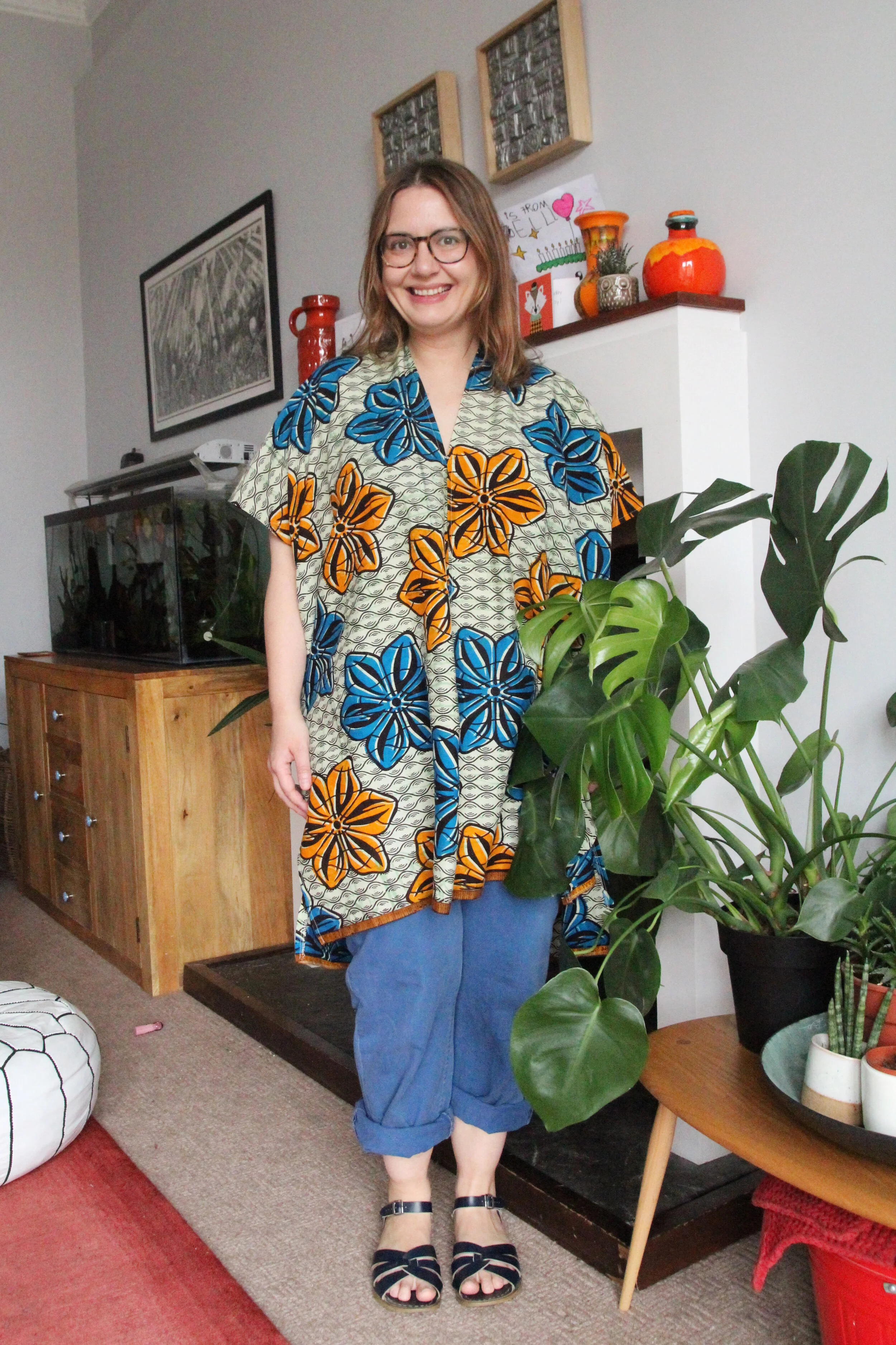 Cris Wood Sews Envelope dress in block print fabric