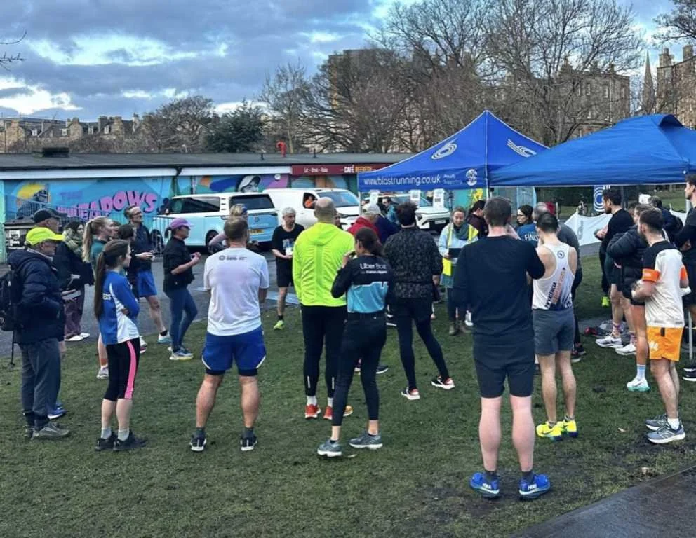 Runners getting ready to start the Meadows 5k series January