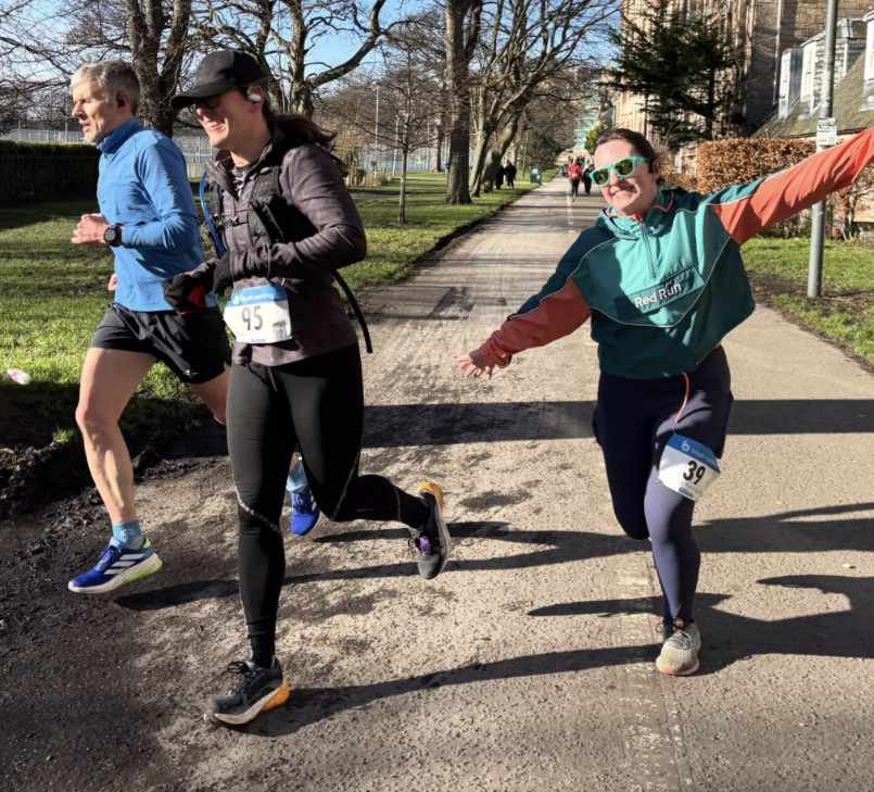Competitors running the Shrove Tuesday February Blast 5K at the Meadows