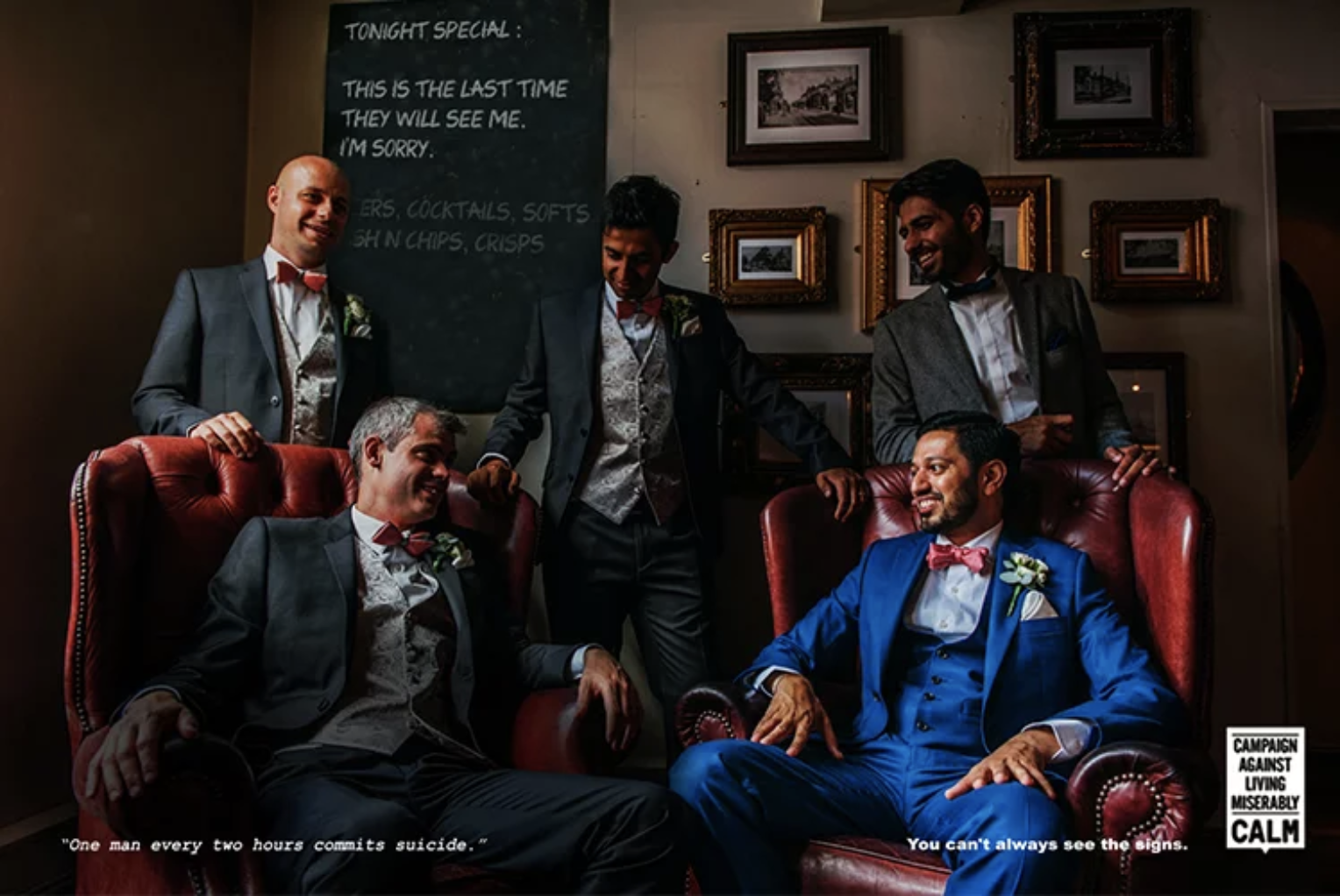  Men tend to put a brave face on when it comes to their feelings, which makes it harder to spot depression. We wanted to show people that the signs aren't always clear. 