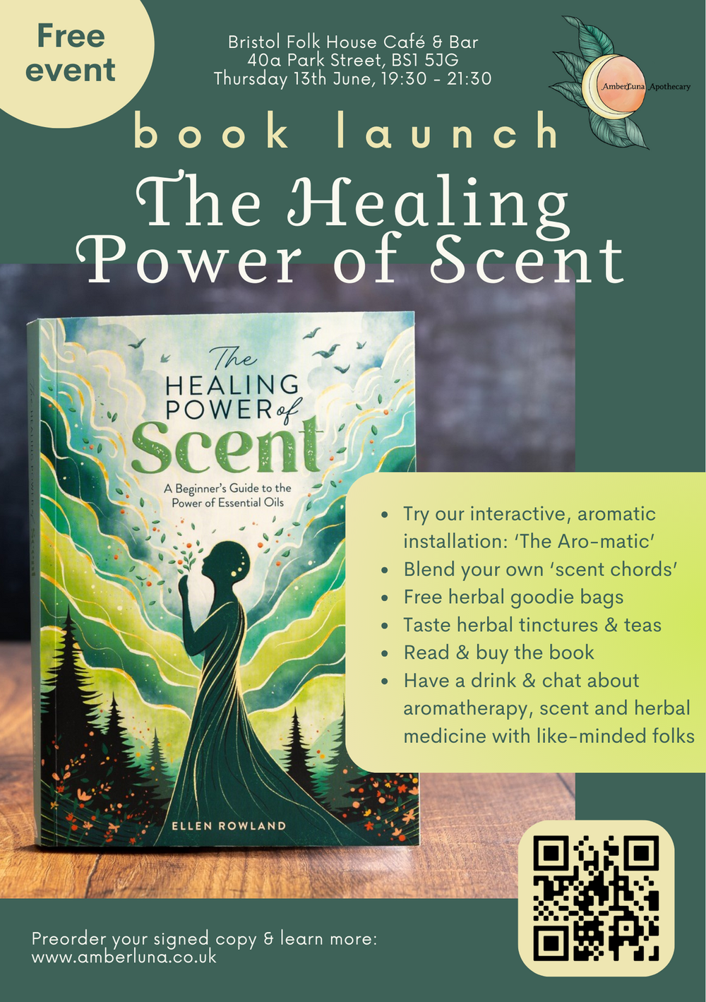 Book launch party: The Healing Power of Scent — AmberLuna Apothecary