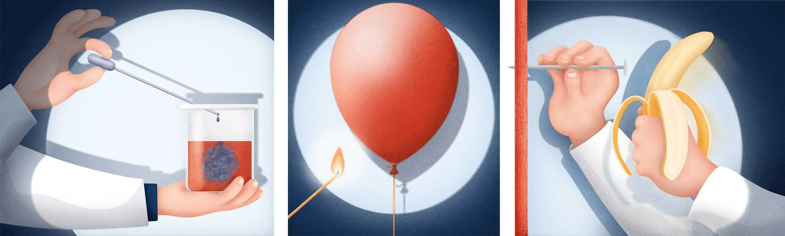 A selection of small pictures illustrating some of the chemistry magic tricks a teacher could perform for their students.