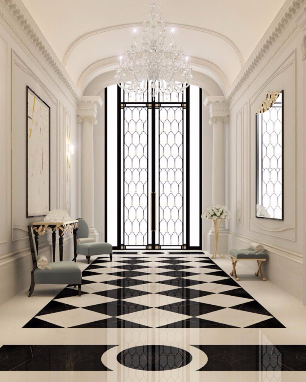 Checkerboard Floors Verde Marble