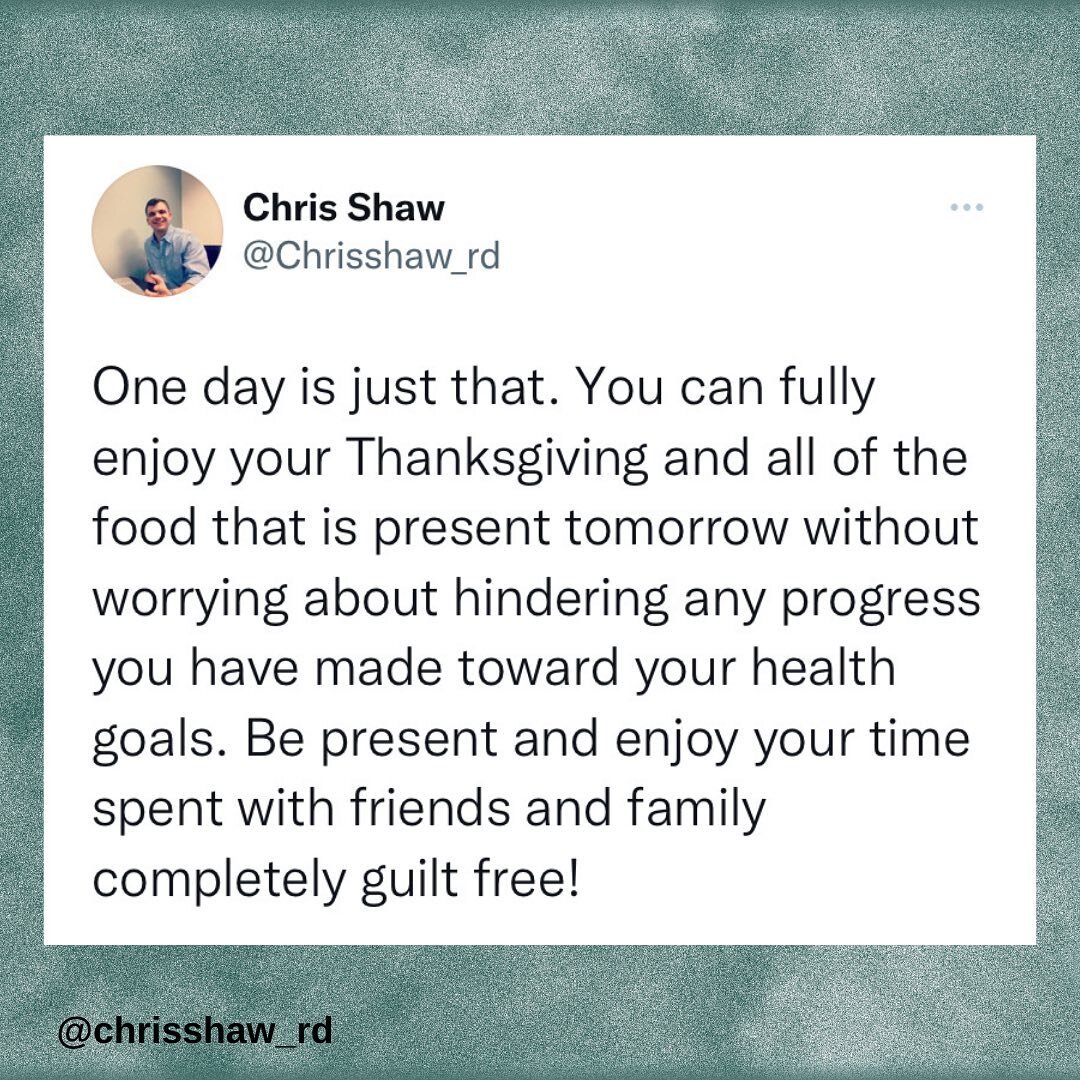 This is a friendly reminder that you can fully enjoy yourself tomorrow without having to worry about hindering any progress that you have made toward your health goals.
 
Just like it takes more than one day to reach your goals, one day of enjoying y