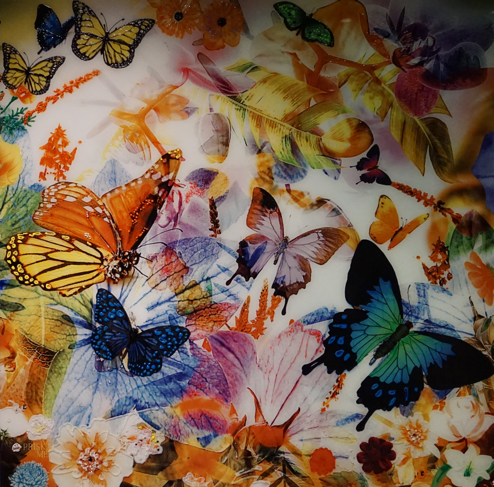 Priska Medam | "World Of Butterflies, 100 x 100 cm" (Switzerland)