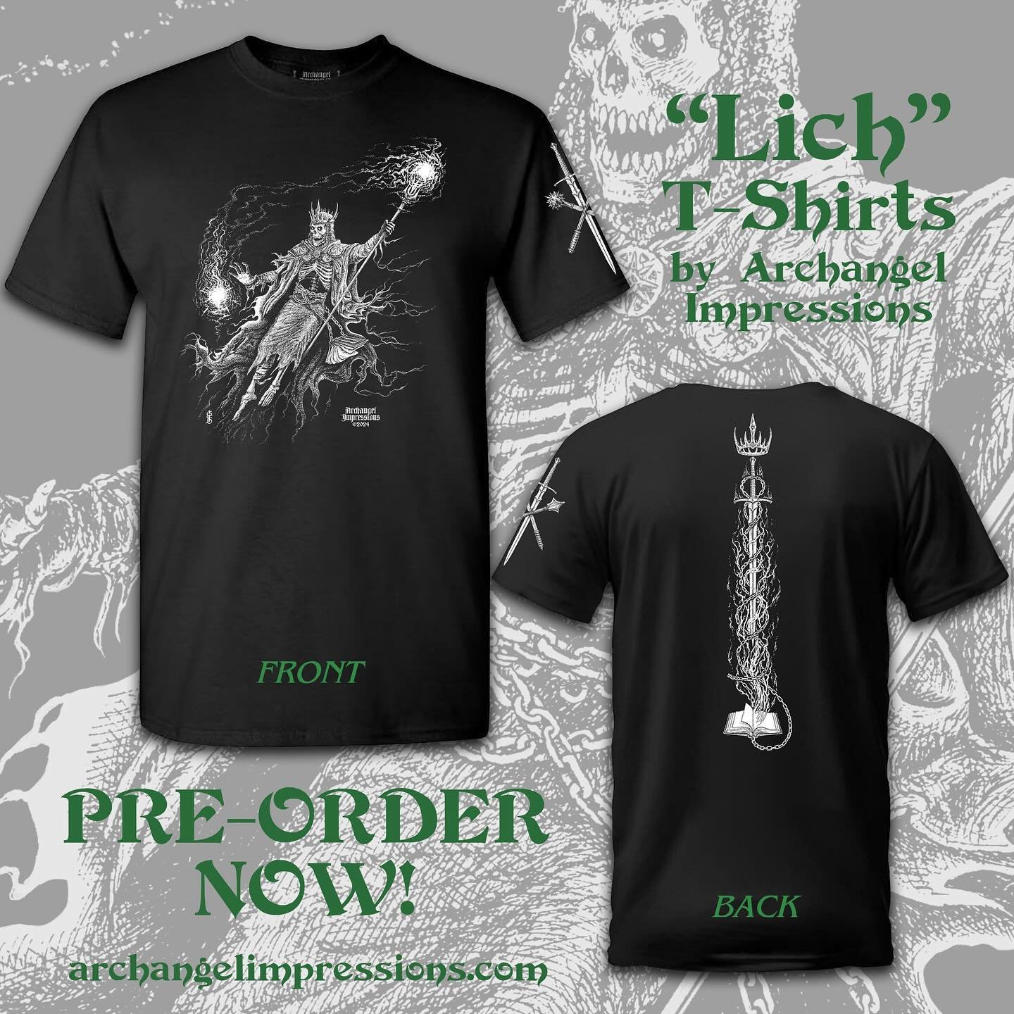 ⚔️🔥Lich tee Pre-Sale is live!🔥⚔️

In case you missed the long-sleeve version, the Lich is making his way onto short-sleeved Tshirts just in time for the scorching hell of summer.

Pre-orders will close Friday, May 17 so order while you can! ➡️archa