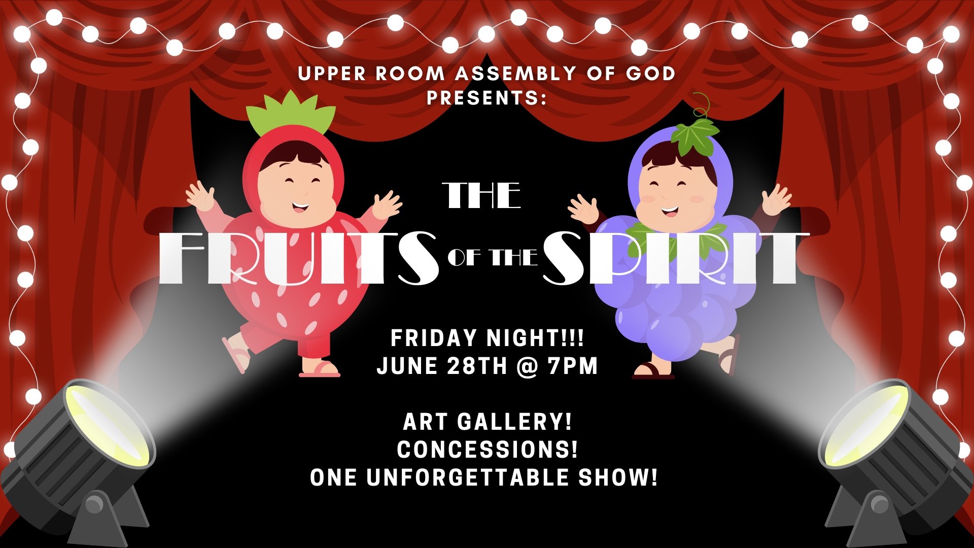 THIS FRIDAY IS THE BIG SHOW!!! JUNE 28TH AT 7PM! COME ON OUT AND GET READY TO LAUGH, SING AND CLAP ALONG! At Upper Room Assembly of God in Miami, FL.