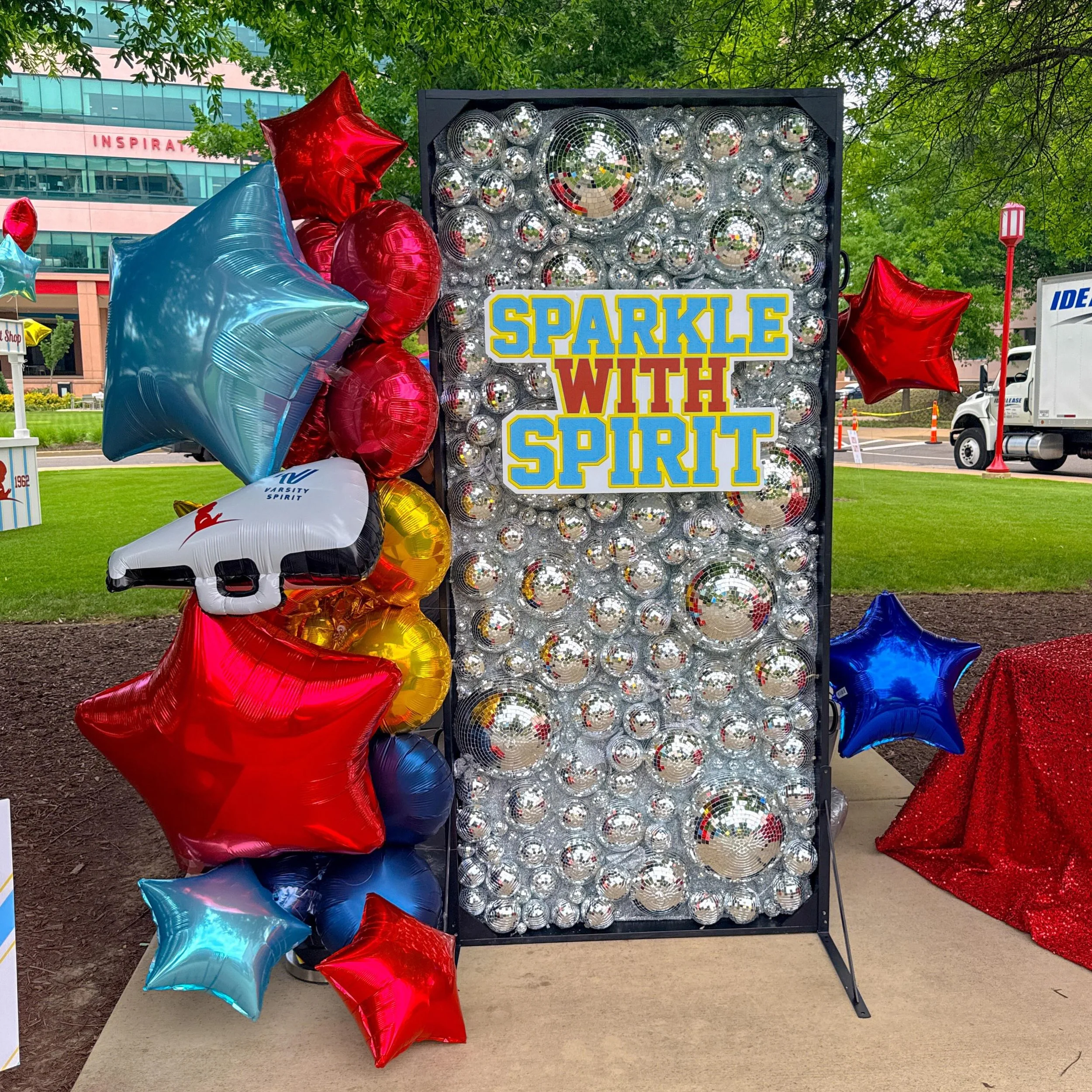 ⭐️ 🪩 When @stjude wants a disco ball wall, you make them a disco ball wall. Anyway, now it&rsquo;s available for you to rent for your next event too! ⭐️🪩 #popculturememphis