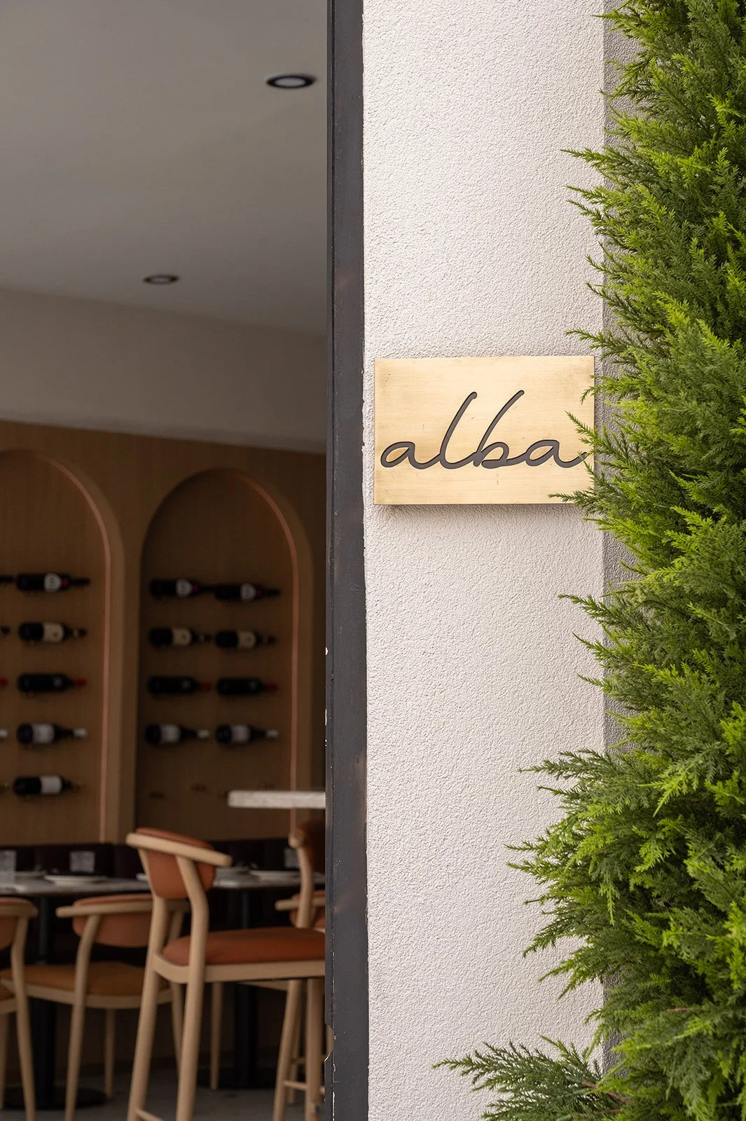 Alba brass metal sign