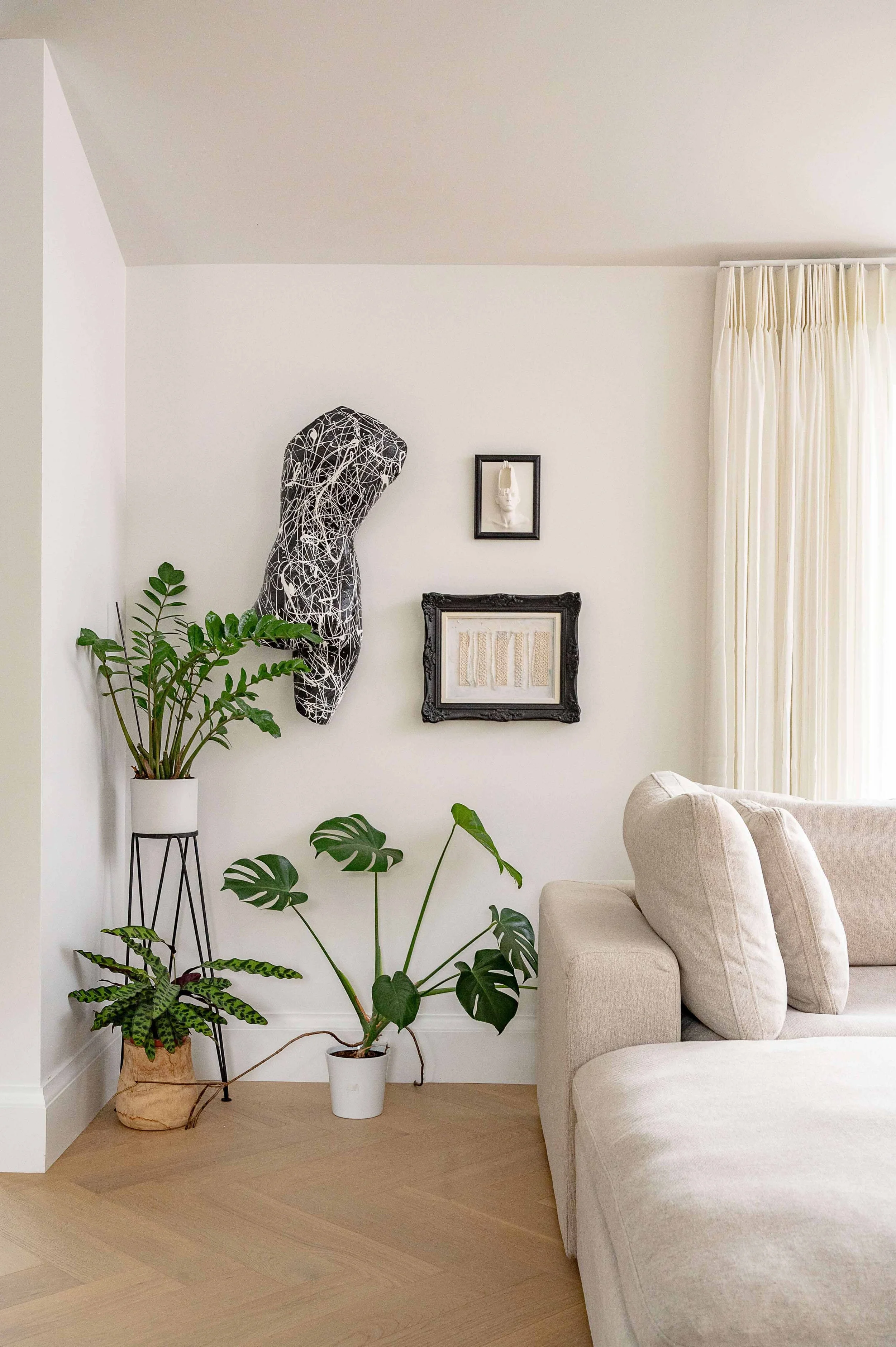 artistic living room with plants