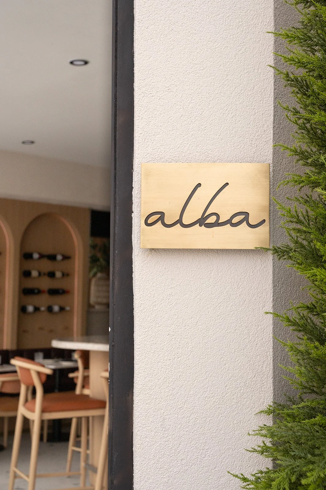 Alba brass metal sign