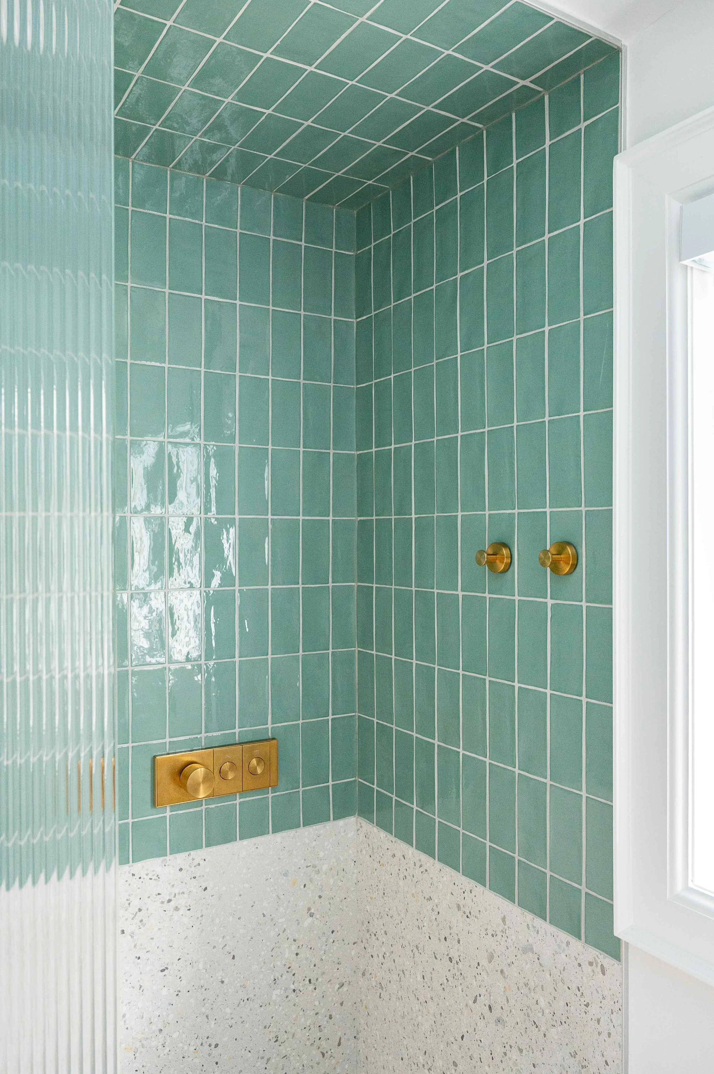 Jade green fluted glass