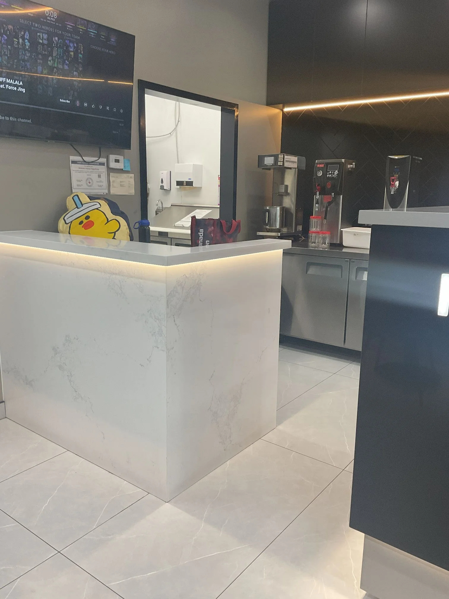 Cafe counter use all light grey materials
