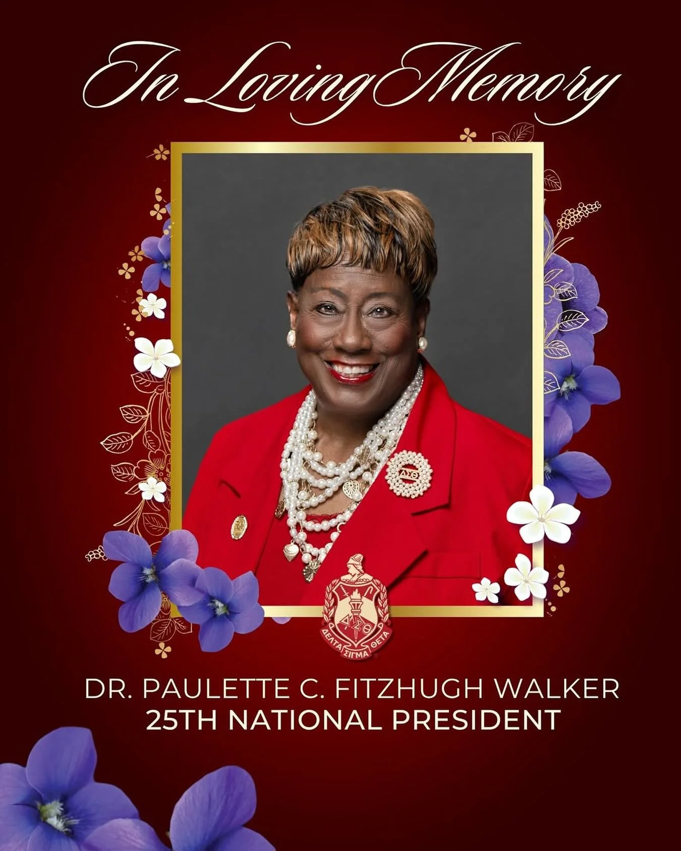 It is with great sorrow that Delta Sigma Theta Sorority, Incorporated shares the passing of our beloved 25th National President, Dr. Paulette C. Walker. Dr. Walker made her peaceful transition during the evening of Wednesday, October 8, 2025, in her 