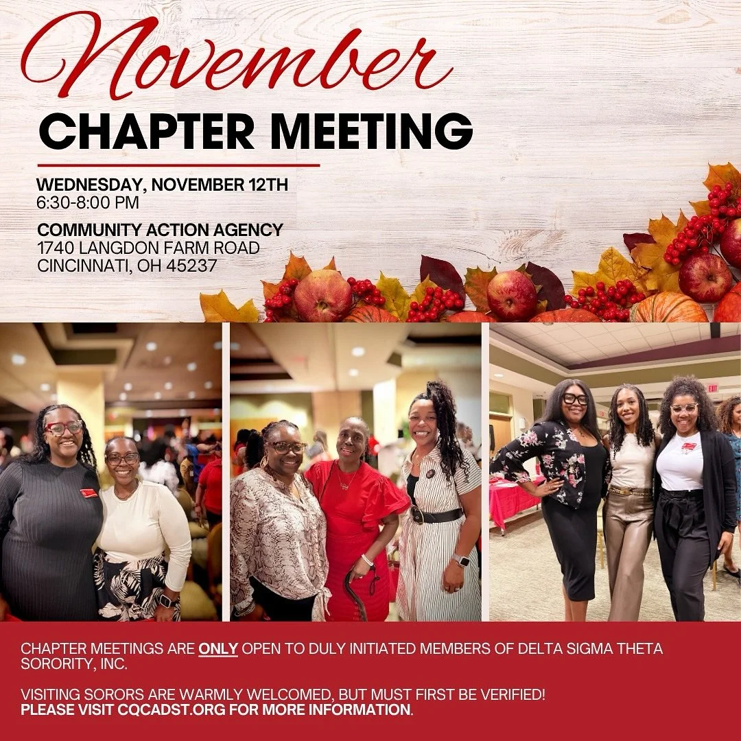 🍁 November Chapter Meeting
📅 Wed, Nov 12 | 6:30 PM
📍Community Action Agency, 1740 Langdon Farm Rd,
Cincinnati, OH 45237

Join us for our November Chapter Meeting! As we enter a season of gratitude, let&rsquo;s gather in unity and purpose to contin