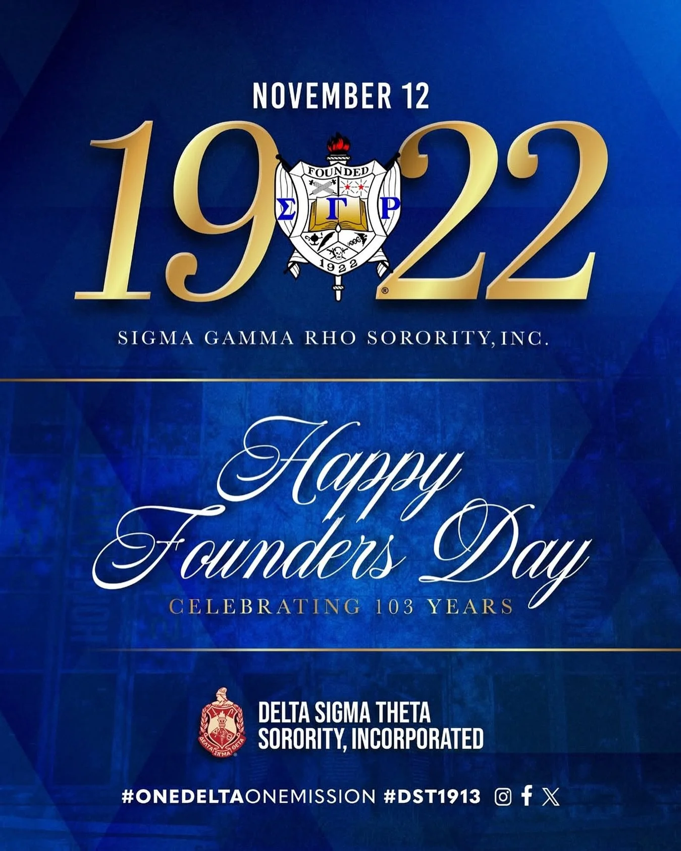 Congratulations to the women of Sigma Gamma Rho Sorority, Incorporated, on 103 years of sisterhood and service! Today we honor your steadfast, strong, and shining commitment to Greater Service, Greater Progress. May you continue to lead with style an
