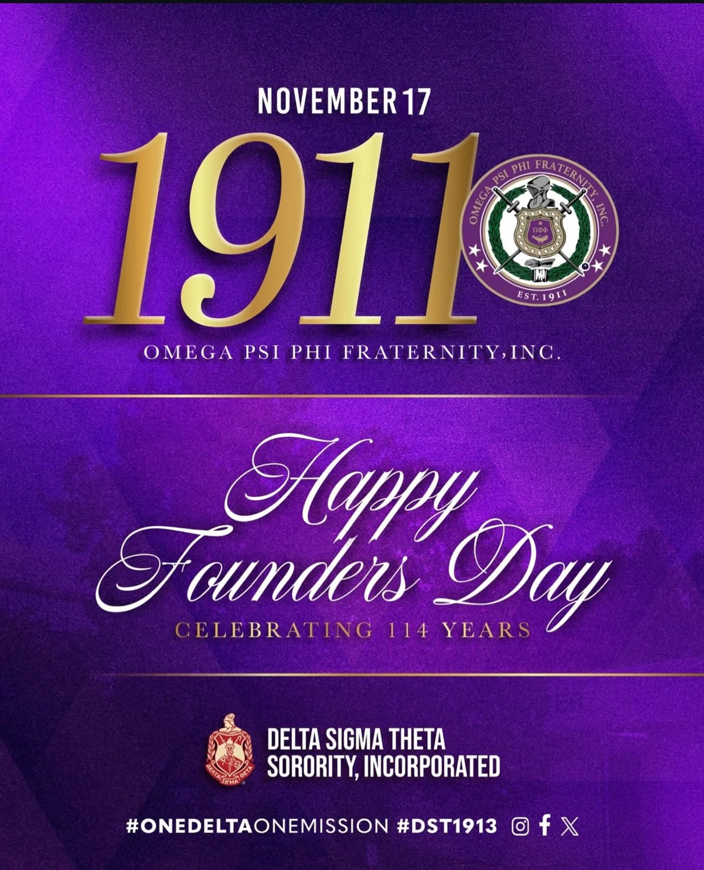 Congratulations to the outstanding, optimistic, and outgoing men of Omega Psi Phi Fraternity, Incorporated, on 114 years of brotherhood and service! Today we celebrate your steadfast commitment to manhood, scholarship, perseverance and uplift. May yo