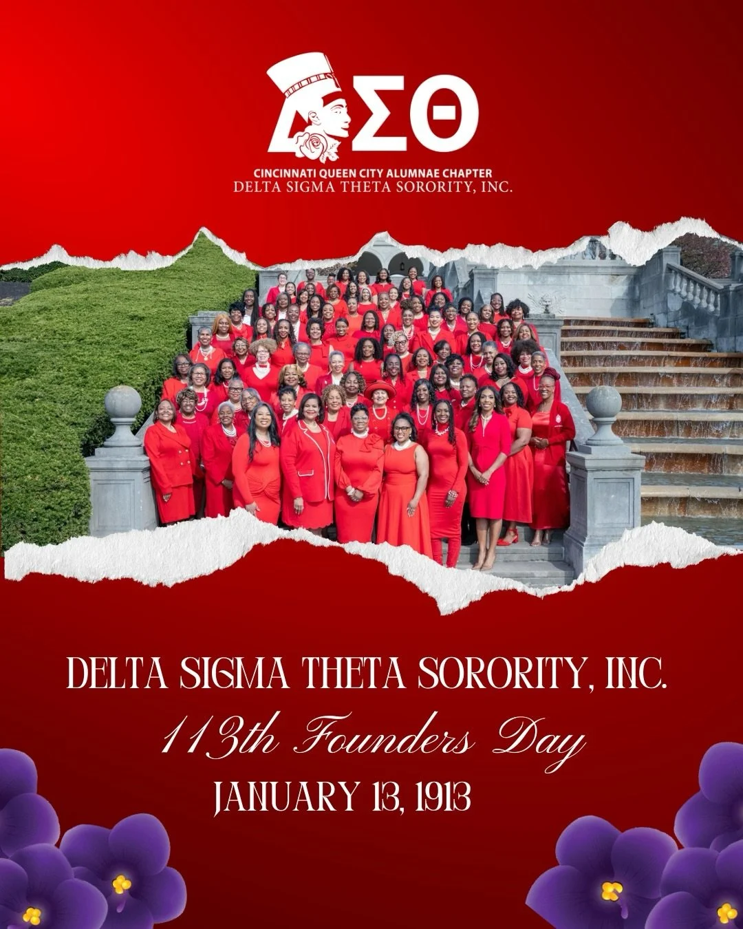 Anchored in legacy, evolving with intention.

Today, the Cincinnati Queen City Alumnae Chapter proudly celebrates 113 years of Delta Sigma Theta Sorority, Inc. alongside 350,000+ sorors worldwide.

We March. Serve. Celebrate. &mdash; Honoring the pas