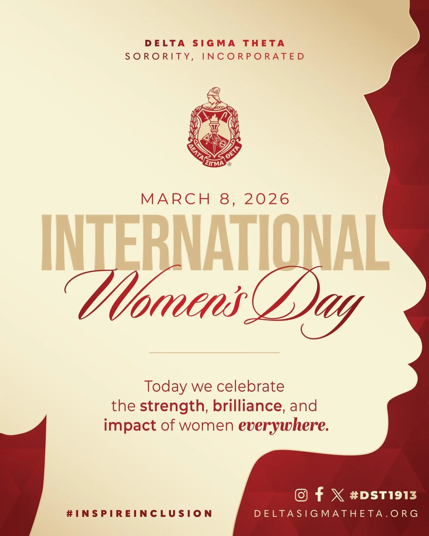 Today, we join the global community in recognizing #InternationalWomensDay , a moment to celebrate the strength, leadership, and impact of women across the world.

For more than a century, Delta Sigma Theta Sorority, Incorporated has remained committ