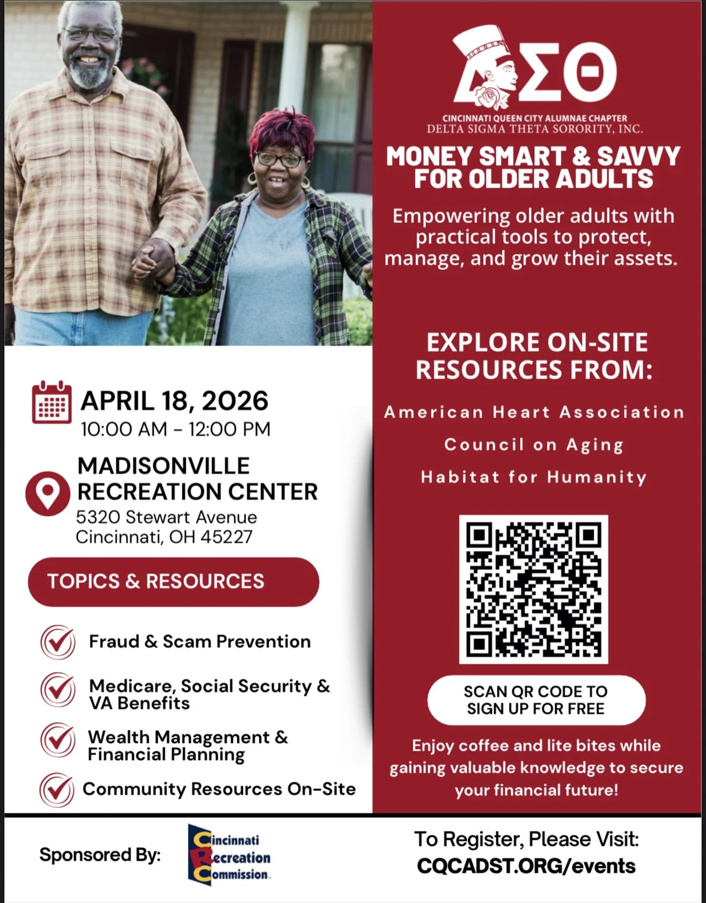 Join the Cincinnati Queen City Alumnae Chapter for Money Smart &amp; Savvy for Older Adults, a morning focused on equipping our community with the tools to protect, manage, and grow their assets with confidence.

In partnership with:
American Cancer 
