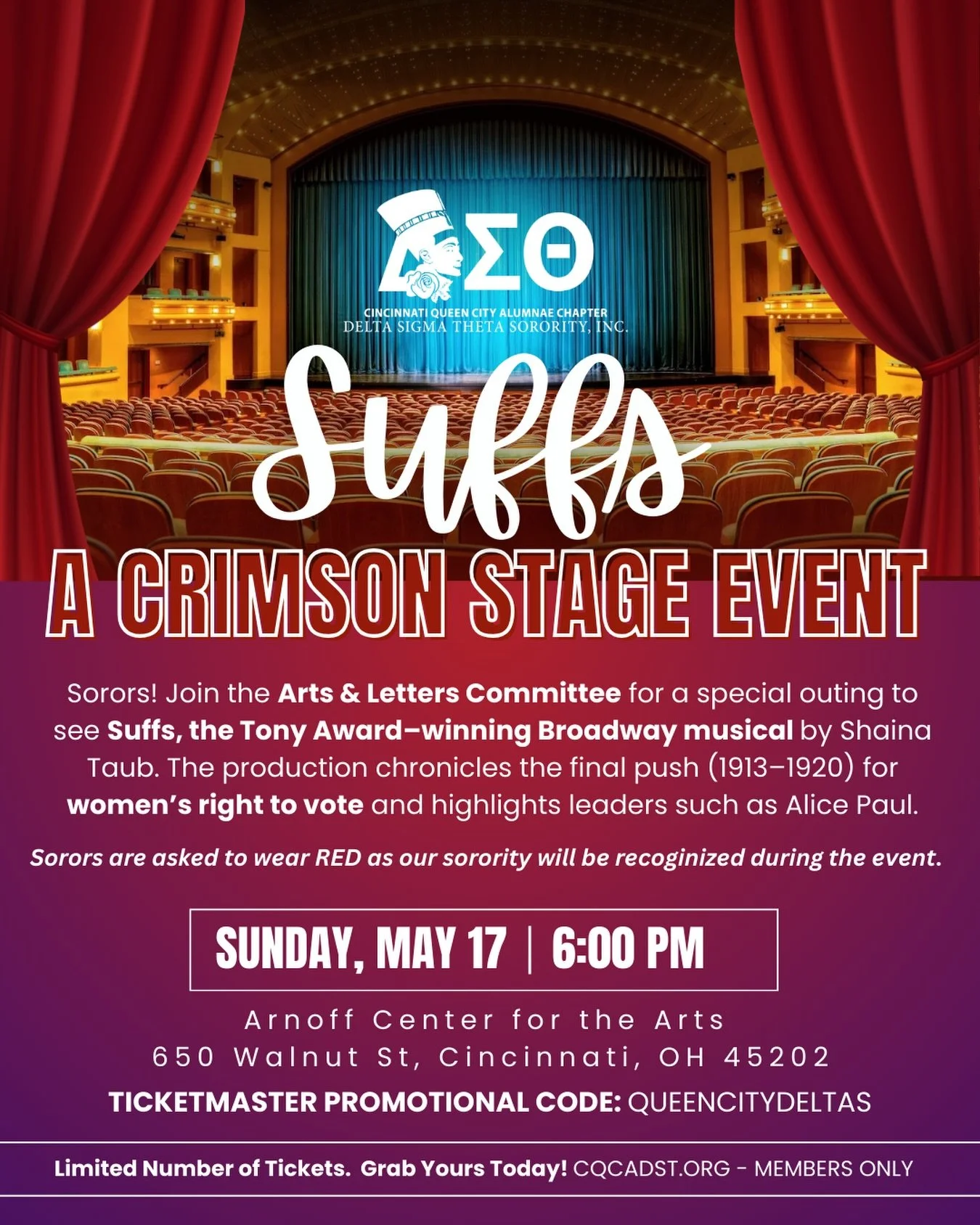 Don&rsquo;t miss this &hearts;️

Join us for an unforgettable Arts &amp; Letters experience as we attend Suffs, the Tony Award-winning Broadway musical by Shaina Taub.

This is more than a night at the theater, it&rsquo;s a powerful tribute to the wo