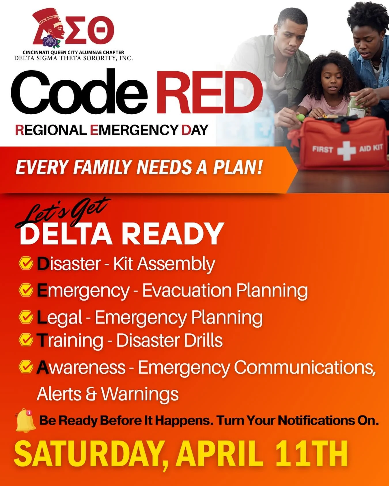 🚨Emergencies don&rsquo;t come with a warning, but preparation can.

That&rsquo;s why we&rsquo;re getting #DELTAready, making sure our families and our community are prepared, not panicked.

From disaster kits to evacuation plans, Code RED is all abo