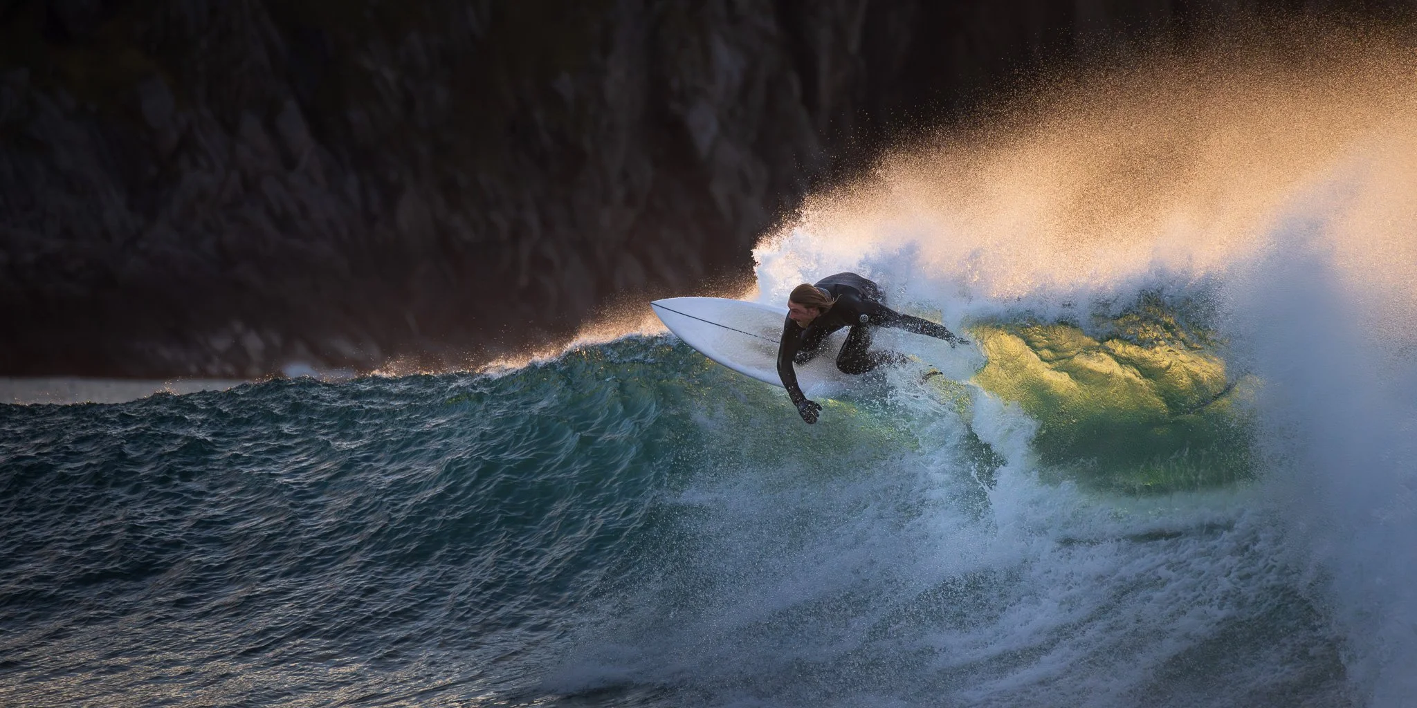 Arctic surfing in Unstad in Lofoten