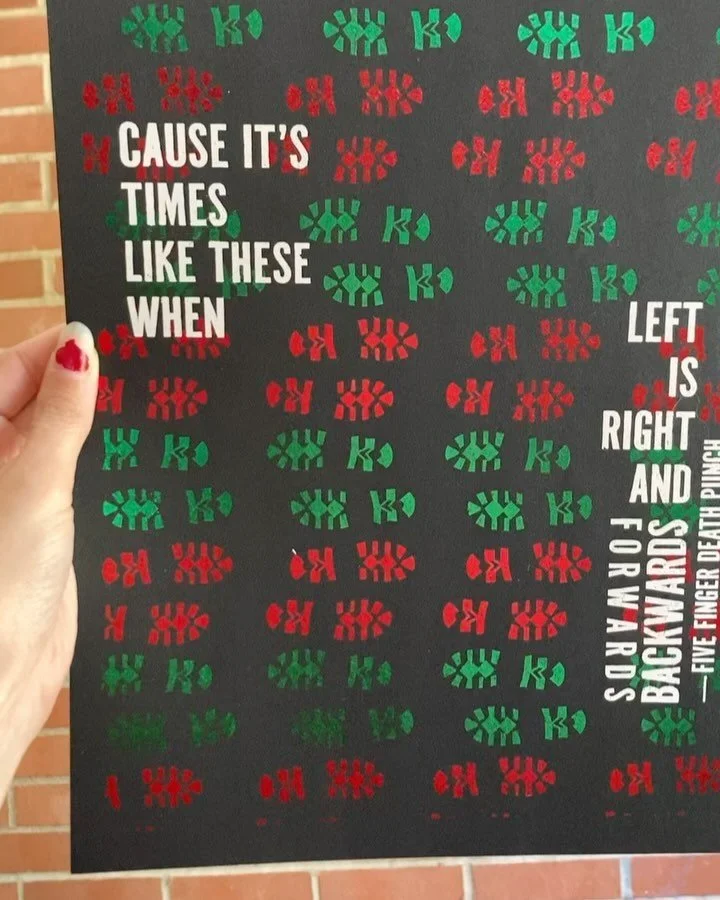 &ldquo;Cause it&rsquo;s times like these
When left is right and forwards, backwards&rdquo; &mdash; @5fdp 

#music #lyric #design #type #illustration #color #graphicdesign #foil #foildesign #song #musician #ffpd #fivefingerdeathpunch #5fdp #handmade #