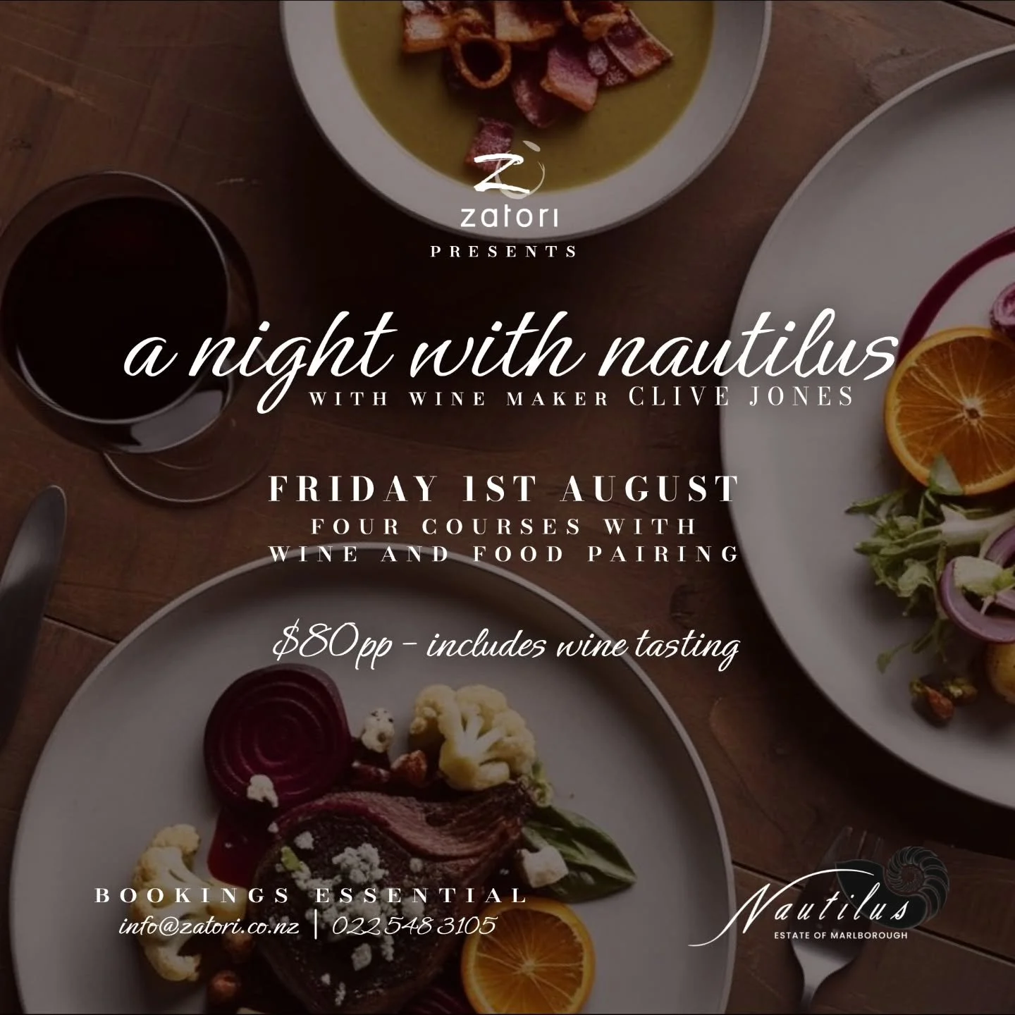 Try something new and amazing!  Come & join us for an exceptional evening of fabulous wine & food. 4 courses 5 wines $80pp - we still have space for 6 more so please email info@zatori.co.nz to book your table 🥰